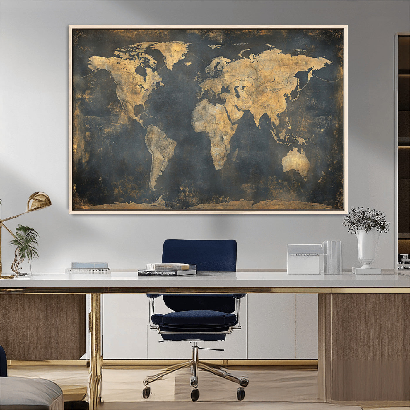 MGV-FC-36X24 - Push Pin World Map Canvas Print – Framed Wall Art for Couples to Track Their Travels – Anniversary
