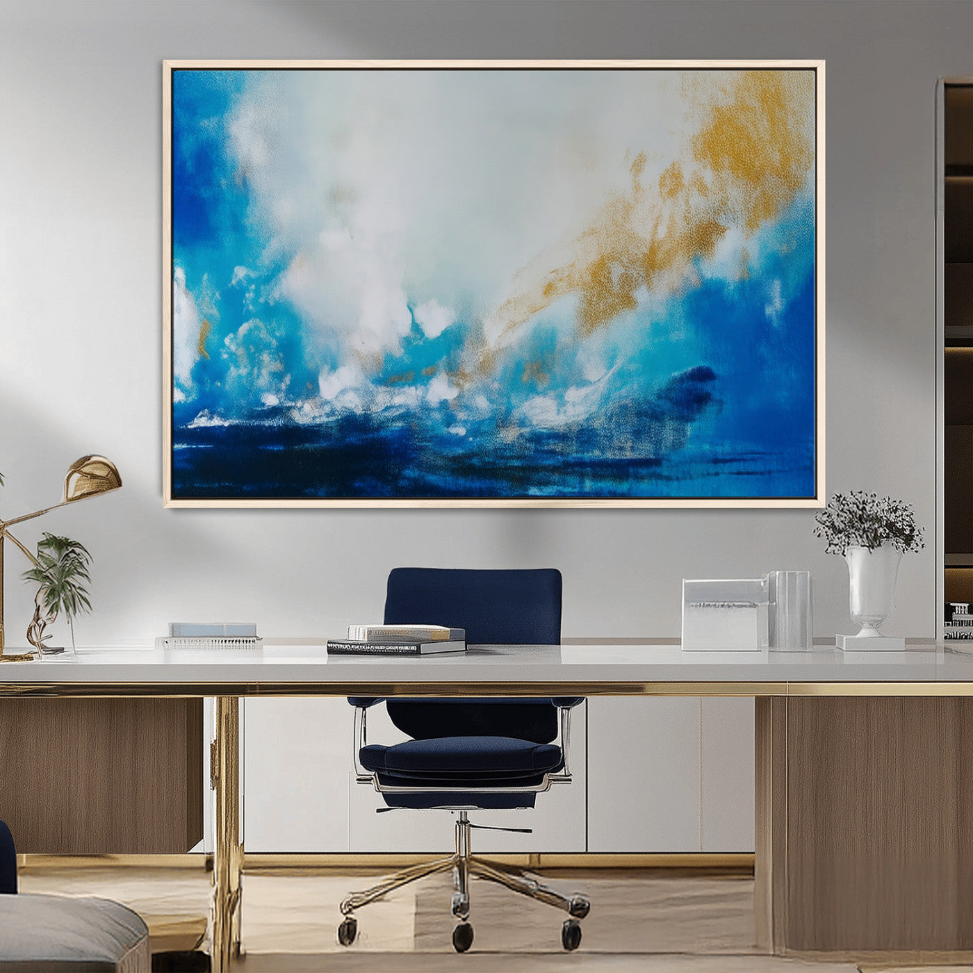 MGV-FC-36X24 - Blue Abstract Print - Dynamic Ocean-Inspired Canvas Wall Art