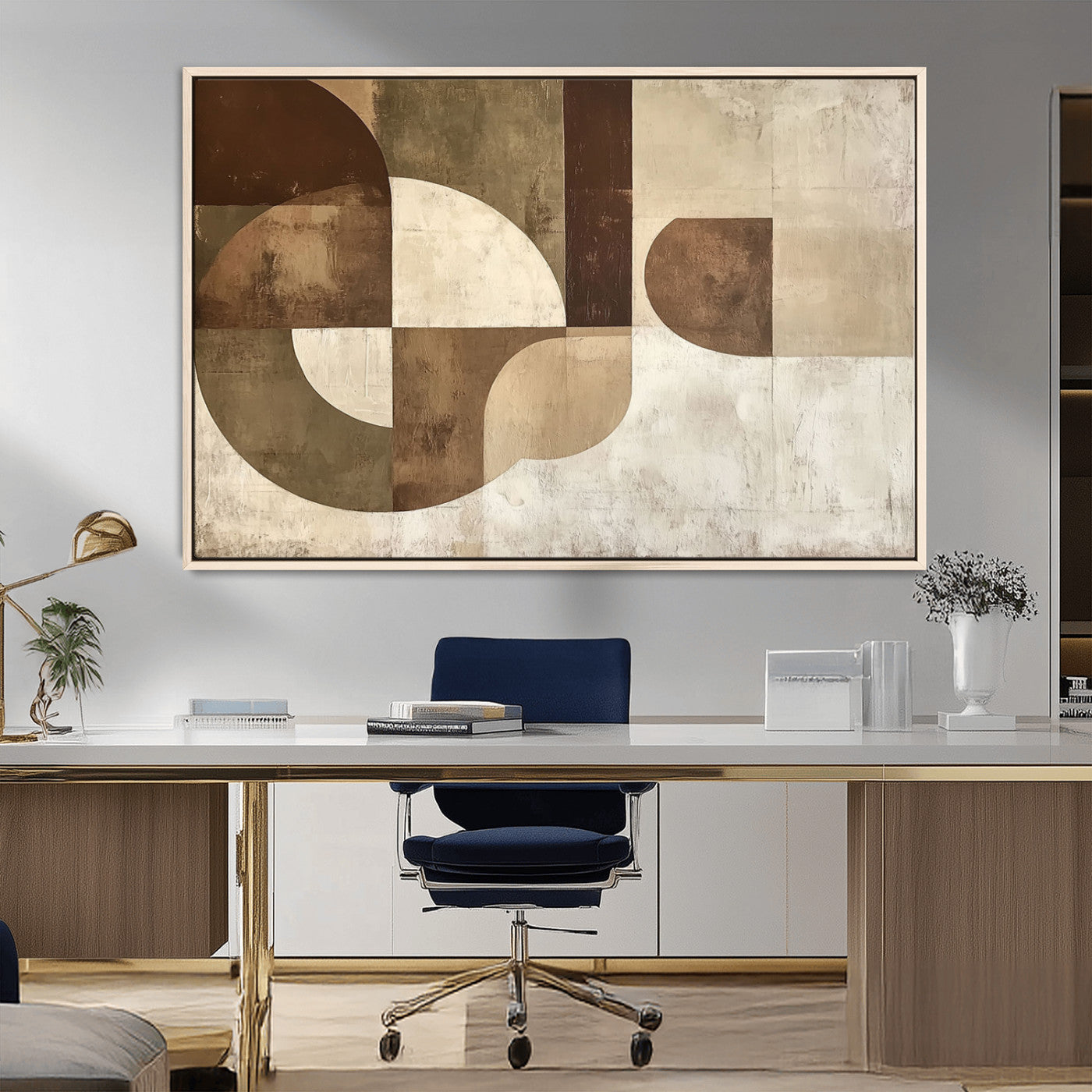 MGV-FC-36X24 - Wabi Sabi Geometric Wall Art | Abstract Modern Minimalist Canvas Print with Neutral Mid Century Art