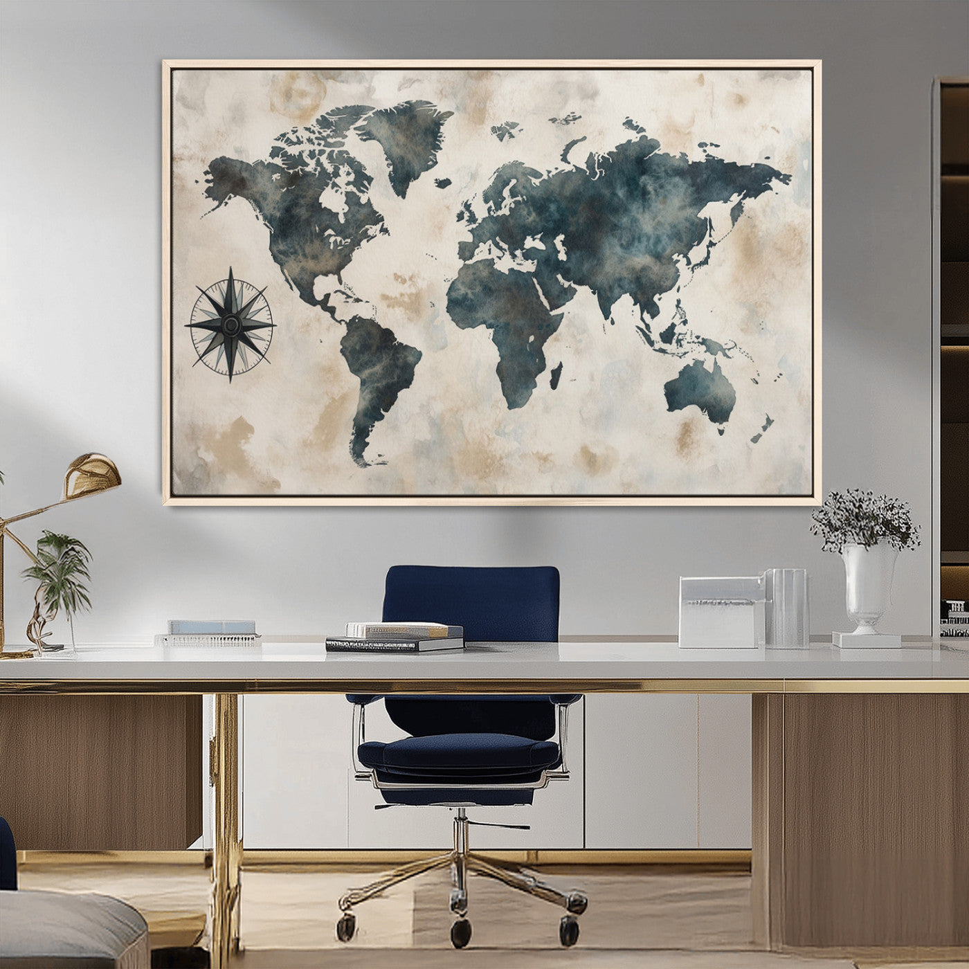 MGV-FC-36X24 - Push Pin World Map Canvas Print – Framed Wall Art for Couples to Track Their Travels – Anniversary