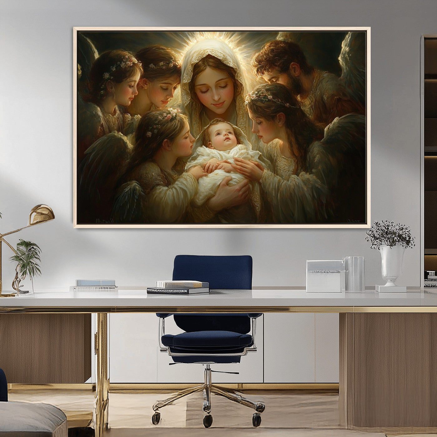 MGV-FC-36X24 - Mary Jesus Canvas Wall Art Print - Madonna and Child with Apostles Art Print - Classic Christian