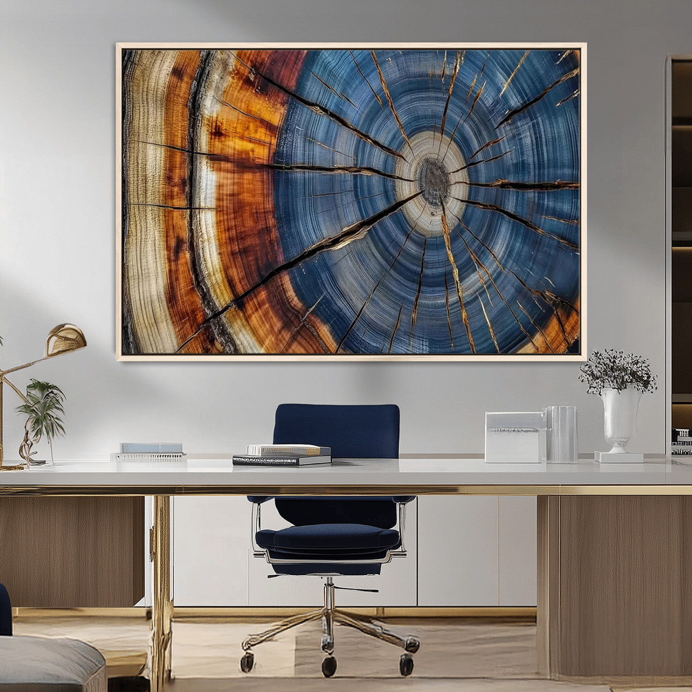 MGV-FC-36X24 - Abstract Tree Rings Canvas Wall Art - Wood Grain Canvas Print - Nature-Inspired Modern Wood Grain