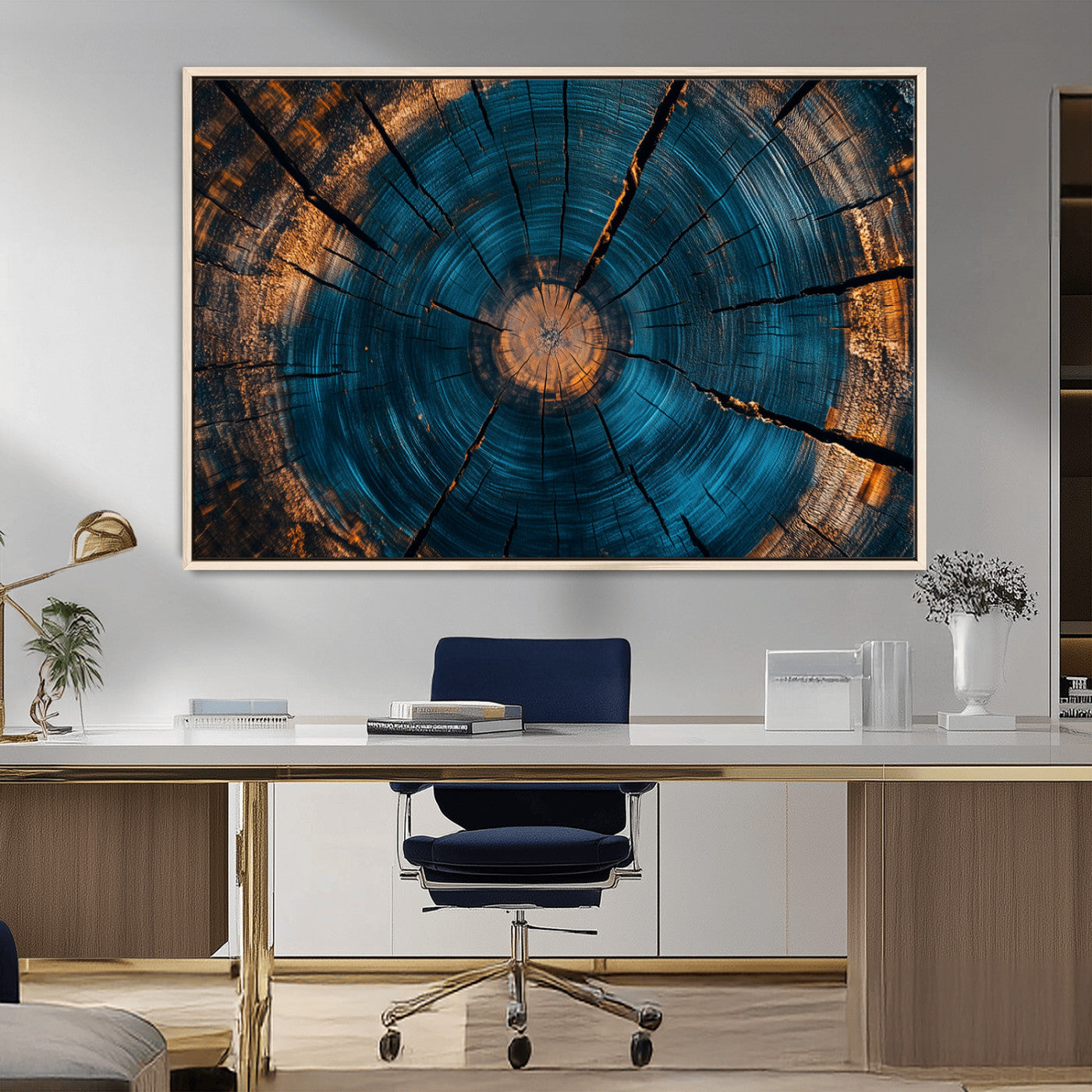 MGV-FC-36X24 - Abstract Tree Rings Wall Art Canvas Print - Wood Grain Rings Artwork Print - Nature Woodland Modern