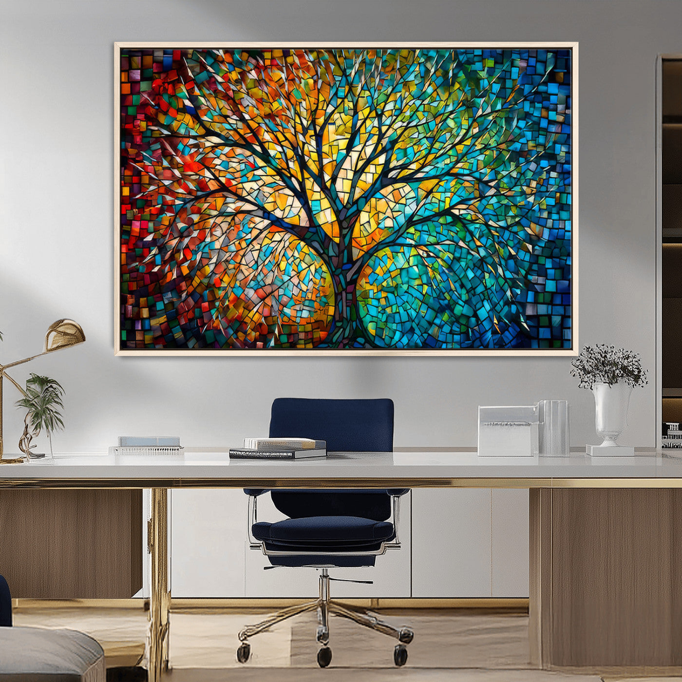 99325-MGV-FC-36X24_Natural-Yggdrasil Tree of Life Wall Art Print Canvas | Mosaic Style 3-Panel Canvas Print