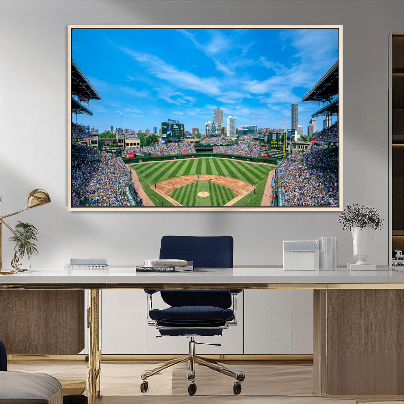 MGV-FC-36X24 - Wrigley Field Chicago Cubs Panoramic Art Multi Piece Canvas - Iconic Baseball Stadium Print for