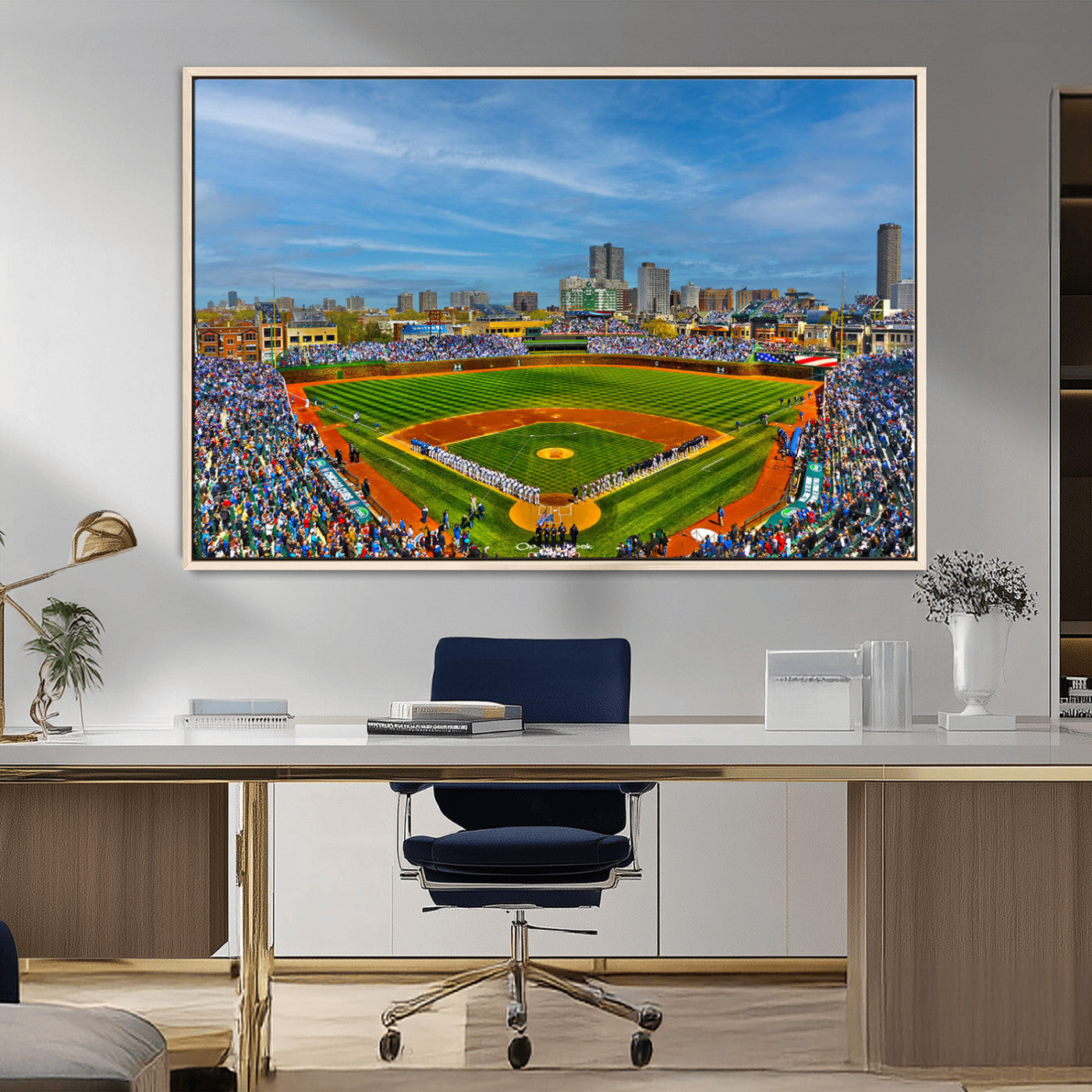 MGV-FC-36X24 - Wrigley Field Chicago Cubs Panoramic Multi Piece Canvas Wall Art - Iconic Baseball Stadium Canvas