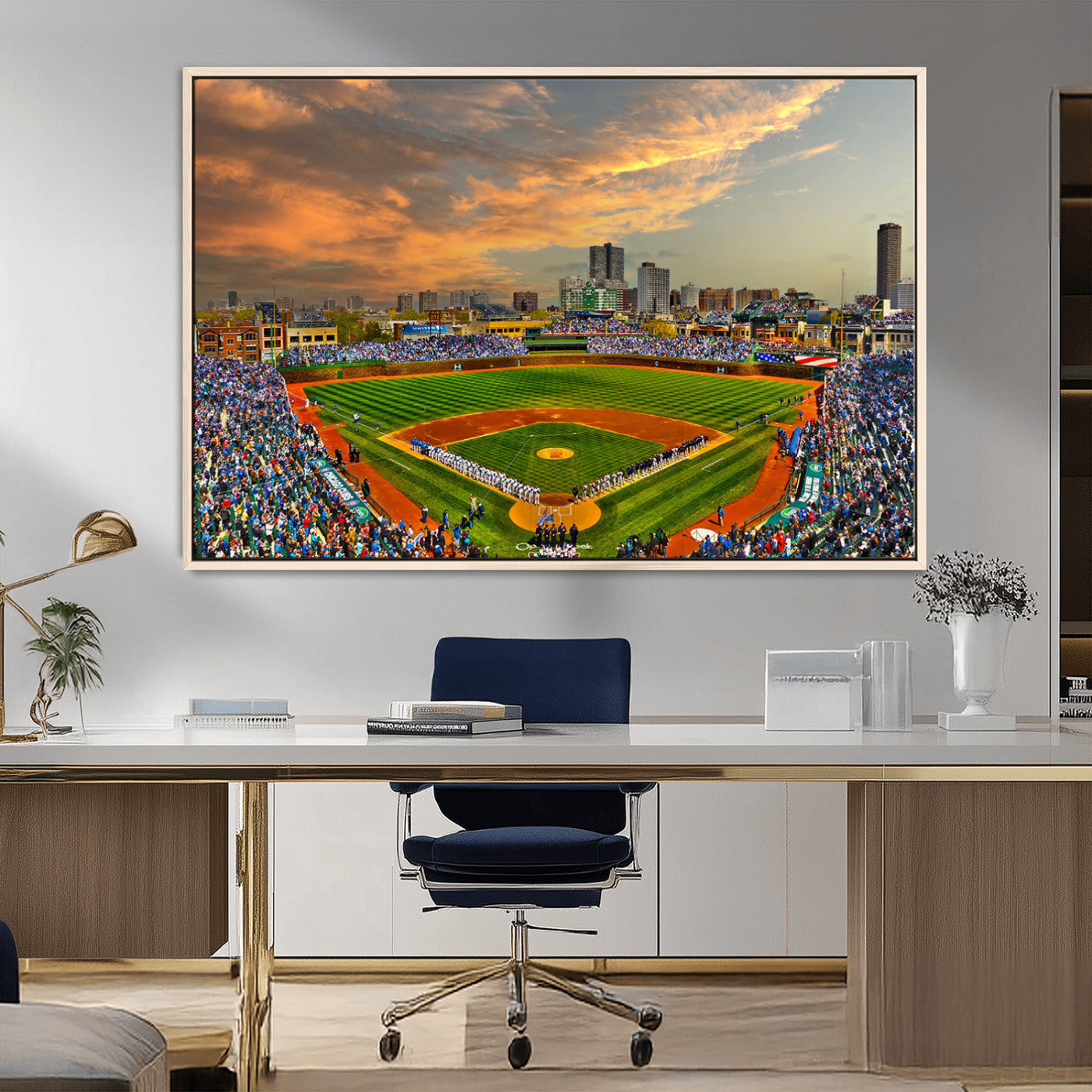 MGV-FC-36X24 - Chicago Wrigley Field Canvas Wall Art - Iconic Baseball Stadium Art Print - Wrigley Field Chicago