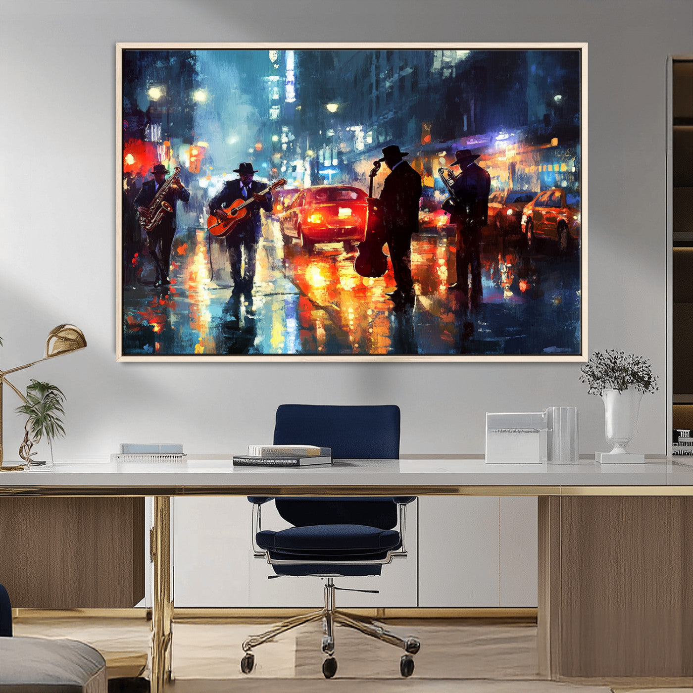 MGV-FC-36X24 - African American Jazz Canvas - Abstract Music Wall Art Print - Abstract Jazz Wall Art Framed Prints