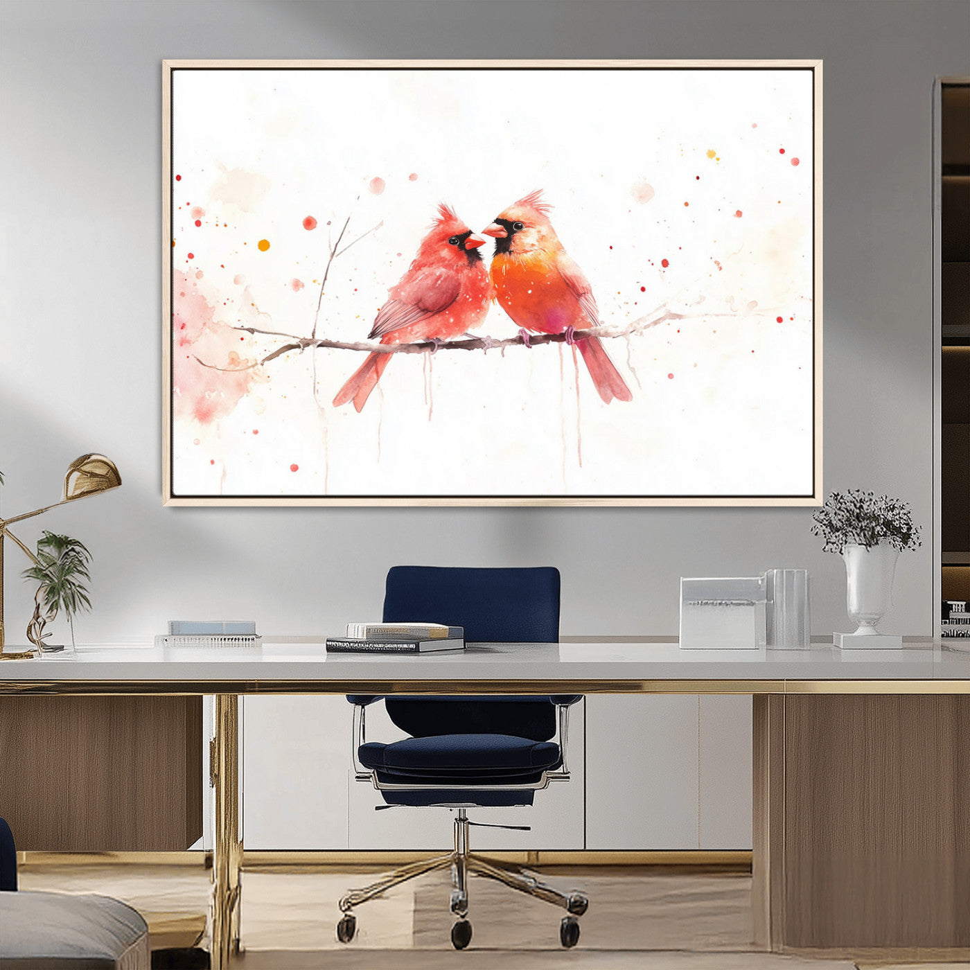 MGV-FC-36X24 - Cardinal Bird Canvas Wall Art - Male and Female Cardinal Print - Nature-Inspired Bird Wall Decor for