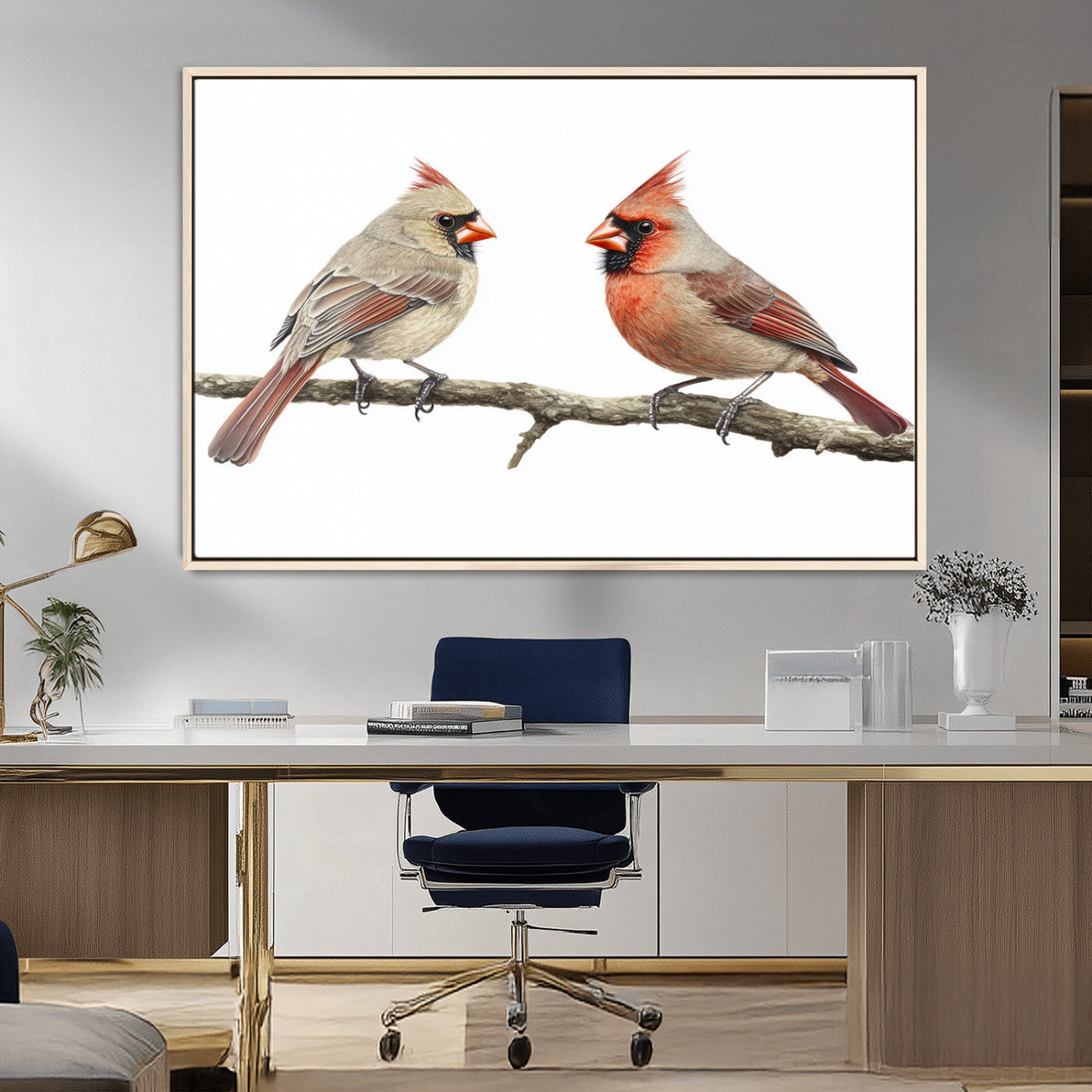 MGV-FC-36X24 - Cardinal Canvas Wall Art - Male and Female Cardinal Print - Nature-Inspired Bird Wall Decor for Home
