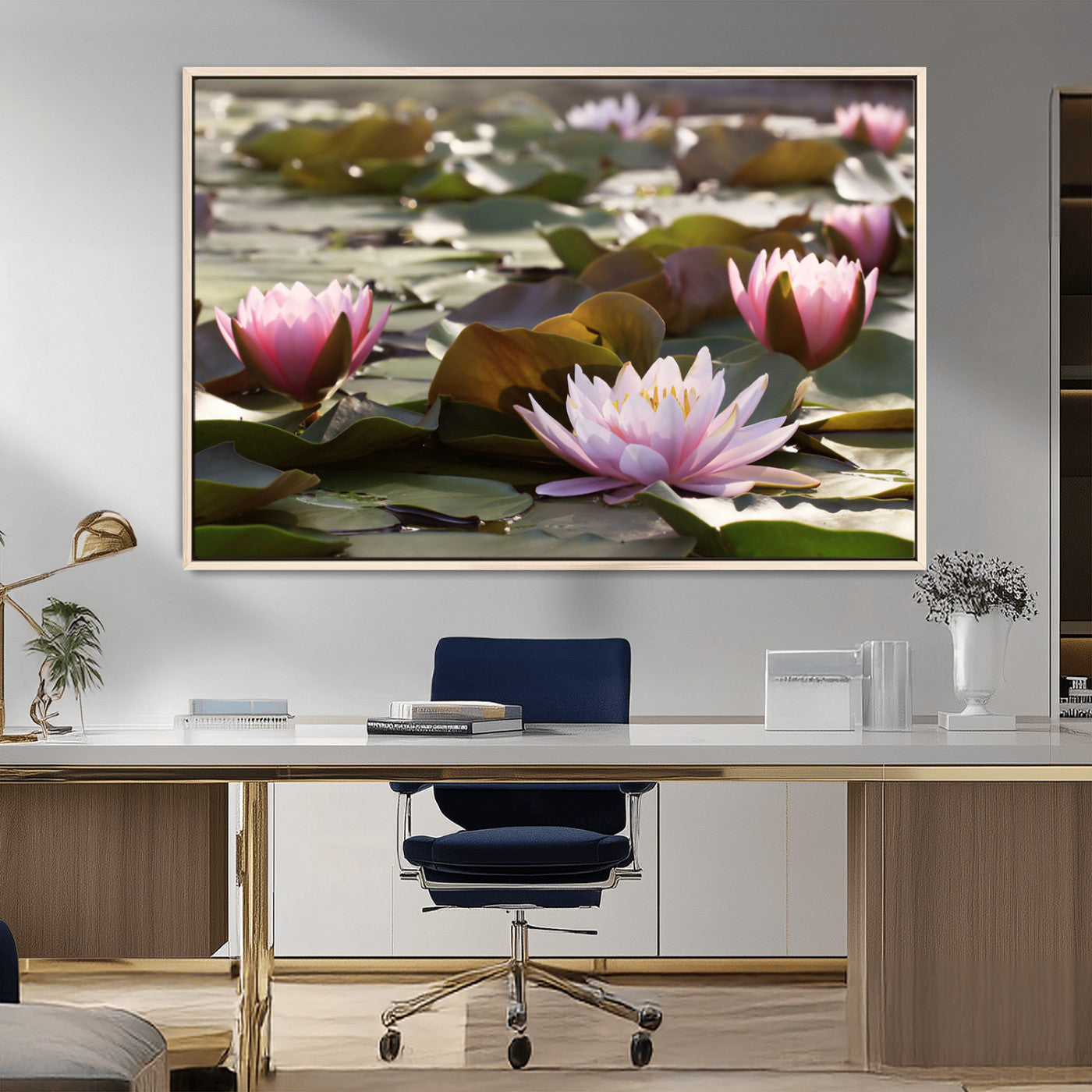 MGV-FC-36X24 - Lotus Flower Wall Art Canvas Print, Water Lily Large Wall Art Canvas Print for Yoga Room Decor,