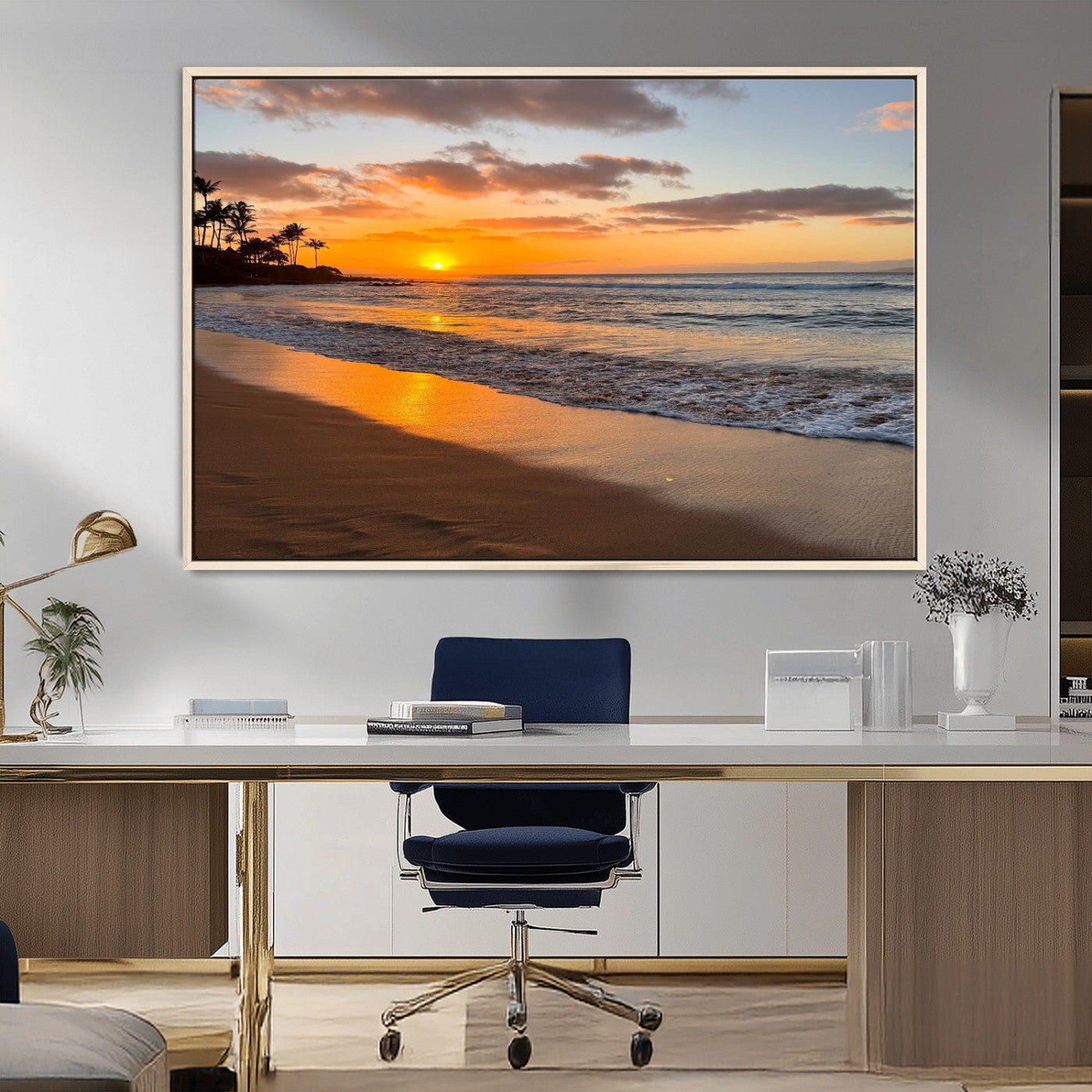 MGV-FC-36X24 - Sunset Wall Art Print - Stunning Beach Sunset Canvas Artwork for Elegant Home or Office Coastal