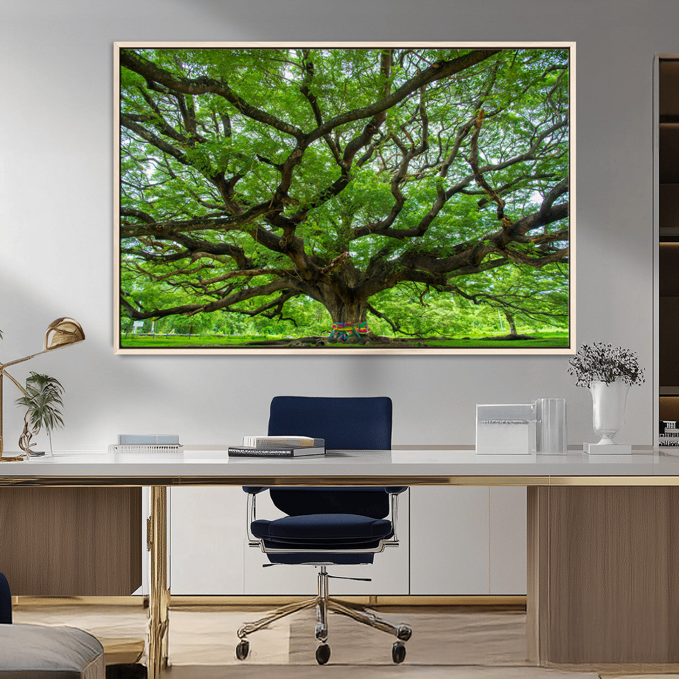 MGV-FC-36X24 - Oak Tree Wall Art Print, Forest Canvas Wall Art for Home and Office, Framed Angel Oak Tree Canvas