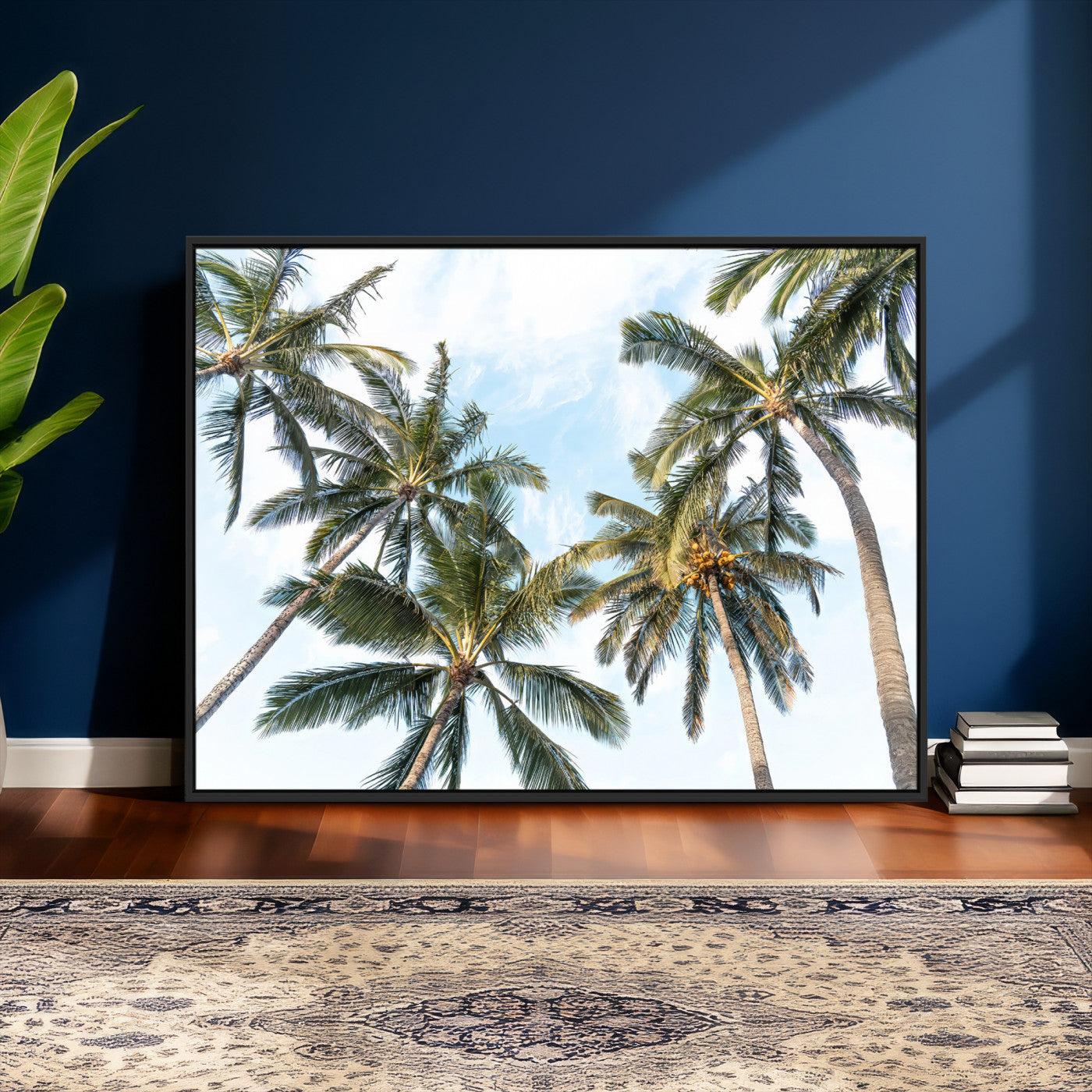 87247012-MGV-CV-36X24 - Tropical Palm Trees Wall Art – Sunlit Leaves & Blue Sky Canvas Print, Island Breeze and Vacation Vibes for Office or Home Decor