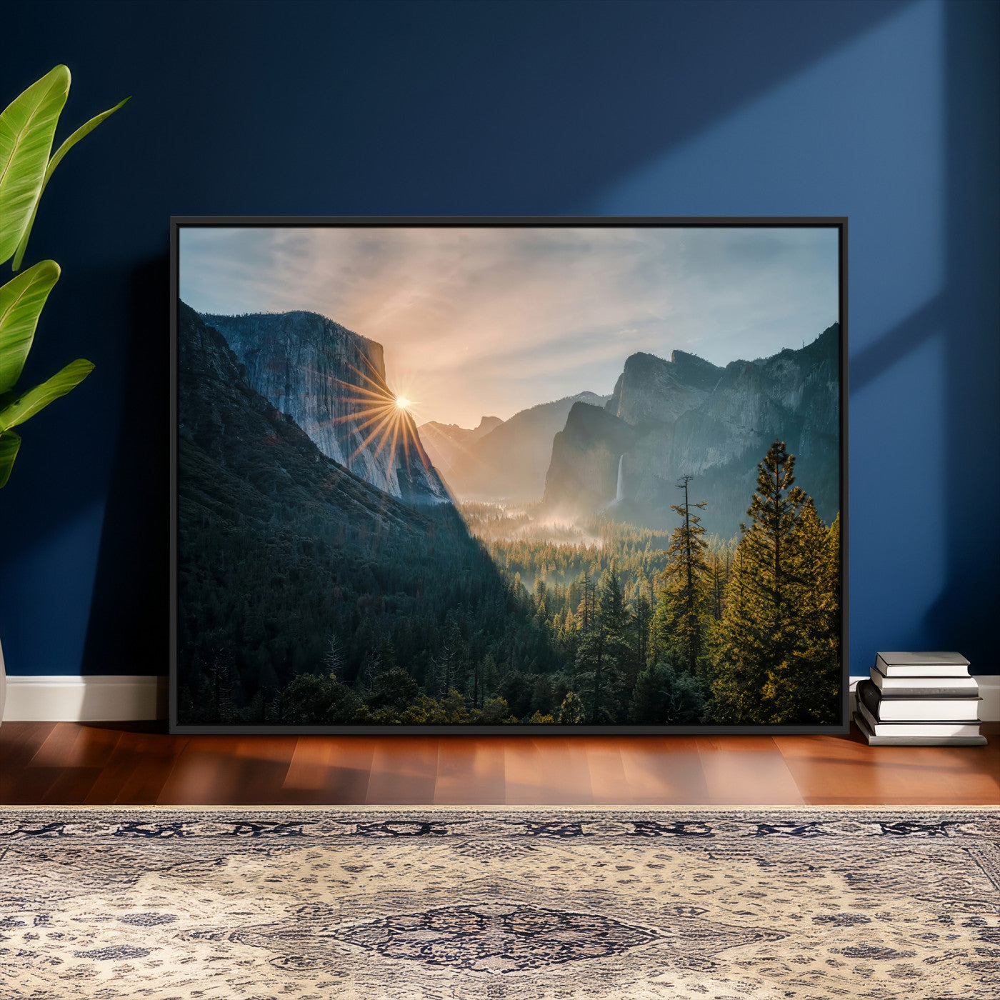 51605481-MGV-CV-36X24 - Yosemite Valley Wall Art – Misty Forest Peaks Canvas Print, Radiant Light, Tranquil Nature Landscape for Living Room or Cabin Decor