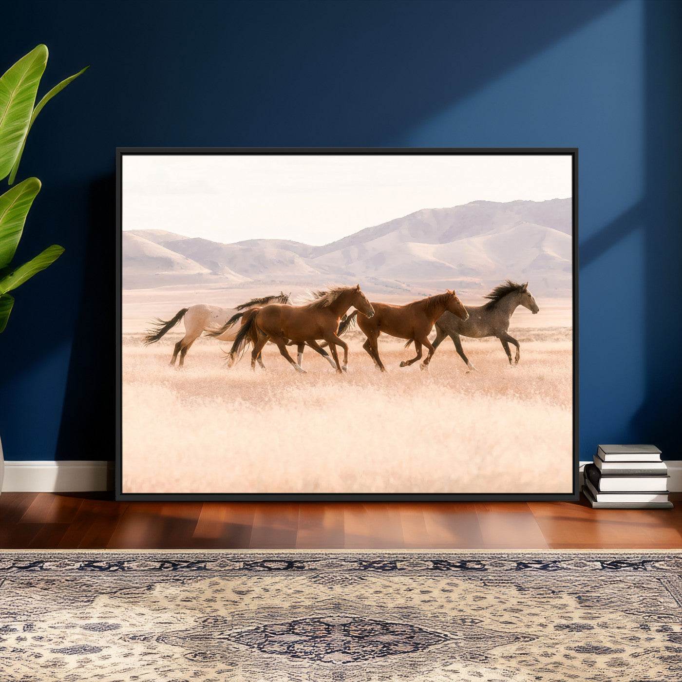 HORSESH-MGV-CV-36X24 - Wild Horses Wall Art – Running Freedom Canvas Print, Graceful Movement, Outdoor Landscape, Nature’s Power and Spirit, Home or Office Decor