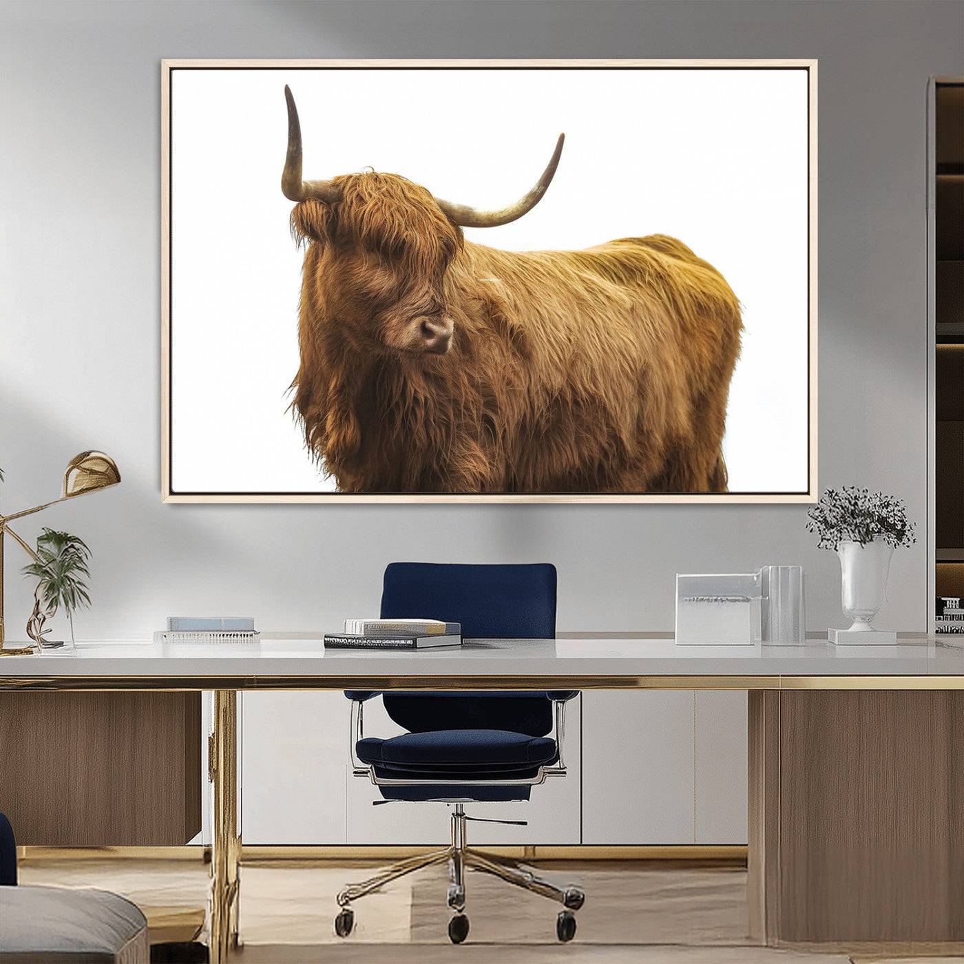 MGV-FC-36X24 - Highland Cow Wall Art Canvas Print, Framed Farmhouse Wall Art Art Picture Print, Rustic Animal Decor Perfect Rustic Farmhouse Decor Artwork