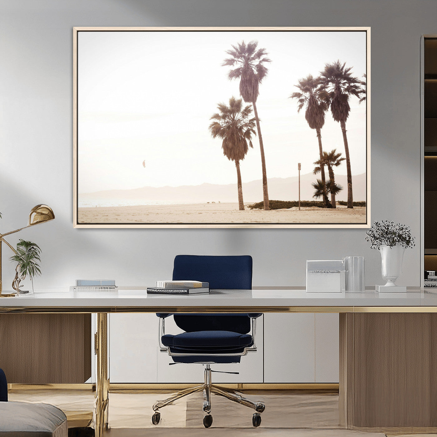 MGV-FC-36X24 - Coastal Light Wall Art Canvas Print, Framed Relaxing Shoreline Art Picture Print, Minimalist Ocean Perfect Tropical Serenity Decor Artwork