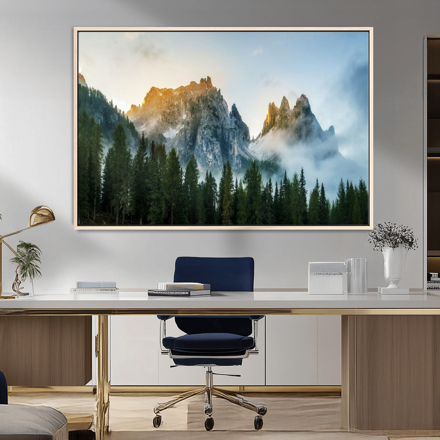 MGV-FC-36X24 - Wilderness Wall Art Wall Art Canvas Print, Framed Nature Landscape Decor Art Picture Print, Misty Forest Photography Perfect Rustic Nature Decor Artwork