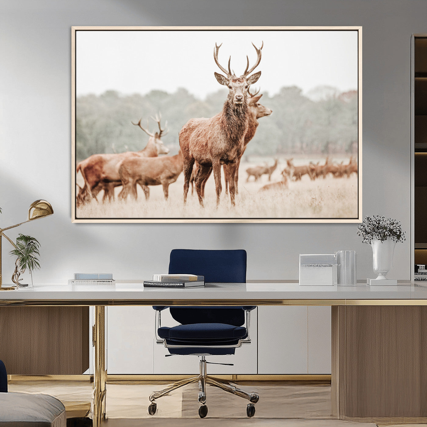 MGV-FC-36X24 - Rustic Nature Art Wall Art Canvas Print, Framed Stag Canvas Print Art Picture Print, Woodland Decor Perfect Rustic Lodge Decor Artwork