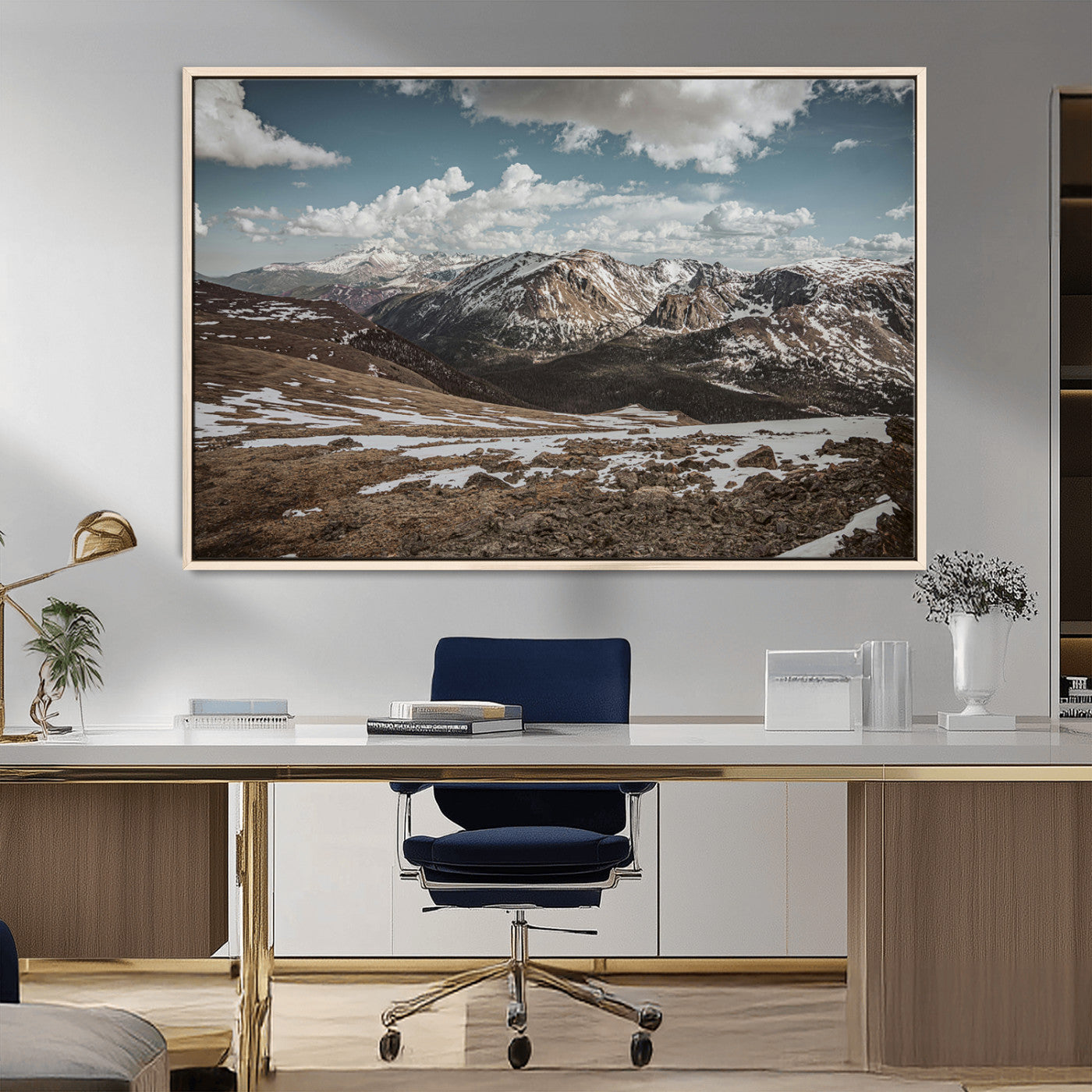 MGV-FC-36X24 - Mountain Landscape Wall Art Canvas Print, Framed Snowy Peaks Art Picture Print, Rugged Highlands Perfect Rustic Adventure Decor Artwork