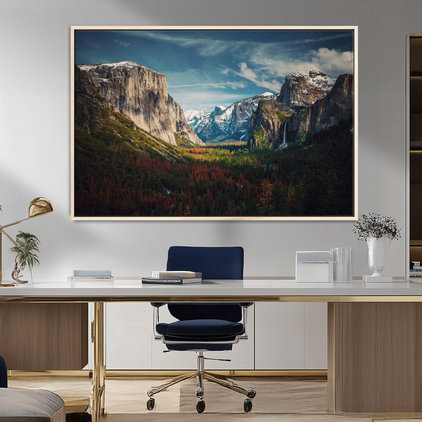 MGV-FC-36X24 - Yosemite National Park Wall Art Canvas Print, Framed Mountain Landscape Art Picture Print, El Capitan Perfect Rustic Farmhouse Decor Artwork