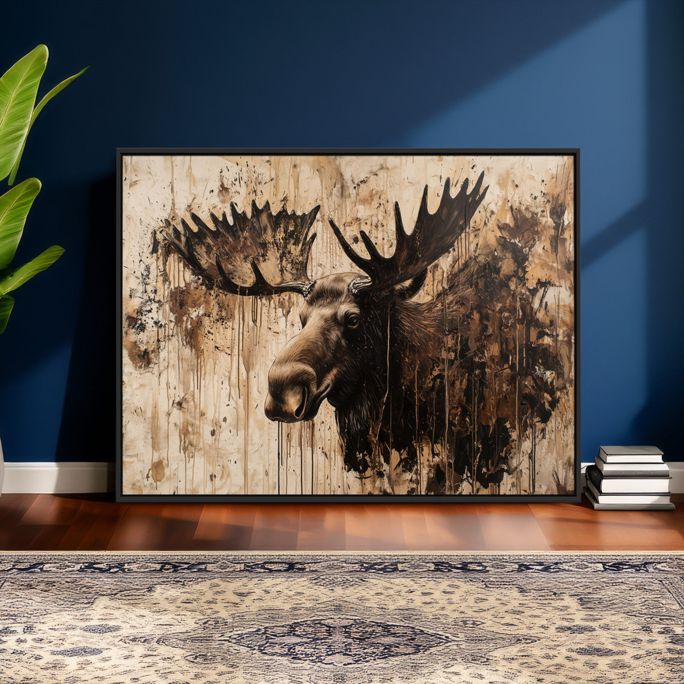 83505059-MGV-CV-36X24 - Moose Canvas Wall Art — Rustic Wildlife Painting Print | Cabin Lodge Decor | Large Animal Wall Art | Moose Gift for Him | Man Cave Art