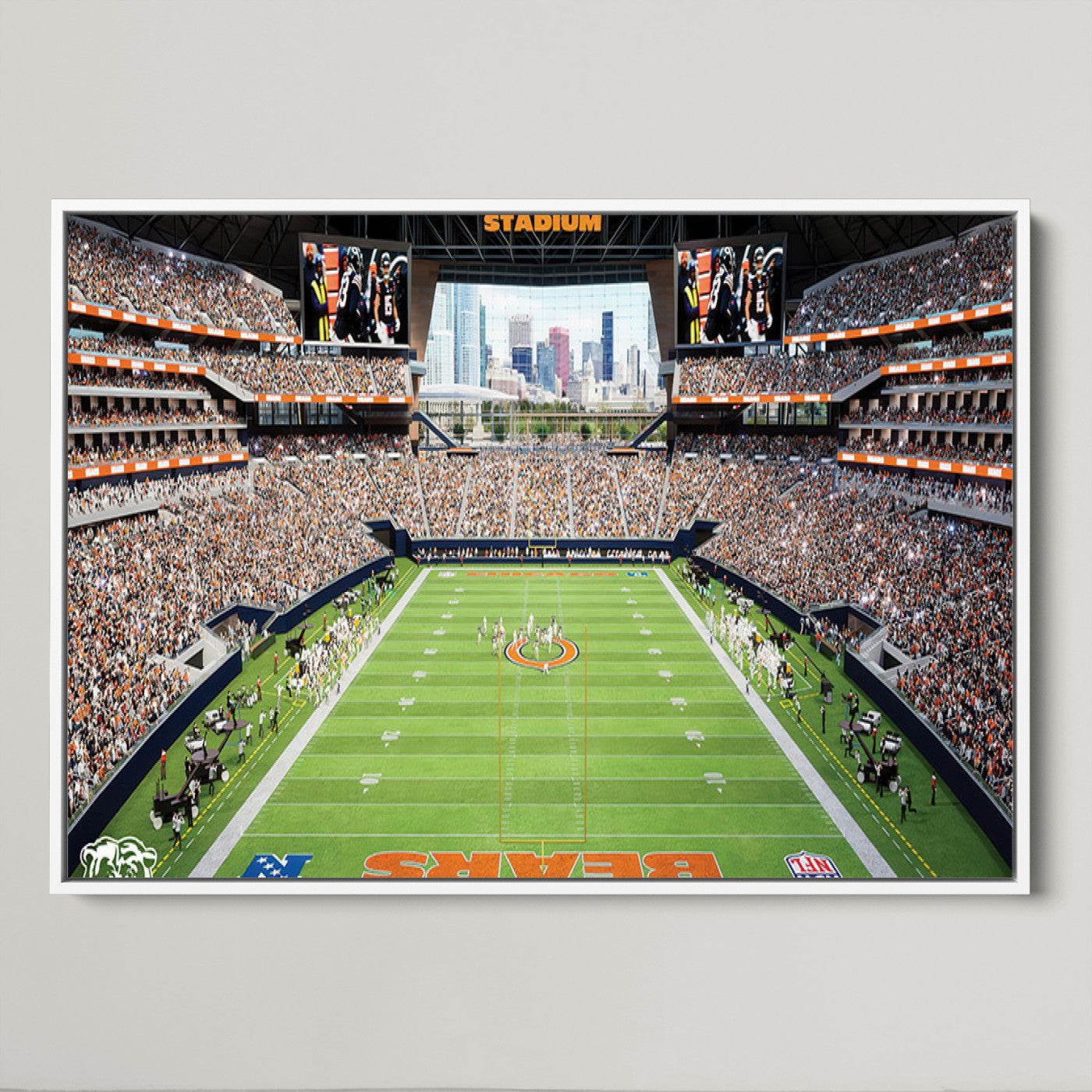 76935553-MGV-CV-36X24-Chicago Bears Soldiers Field Wall Art Canvas Print – Framed Football Stadium Artwork for Sports Fans, Soldier Field Skyline Canvas Decor for Game Room or Man Cave