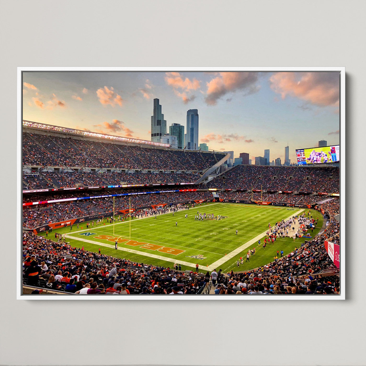 55377093-MGV-CV-36X24-Chicago Bears Soldiers Field Wall Art Canvas Print – Framed Football Stadium Artwork for Sports Fans, Soldier Field Skyline Canvas Decor for Game Room or Man Cave