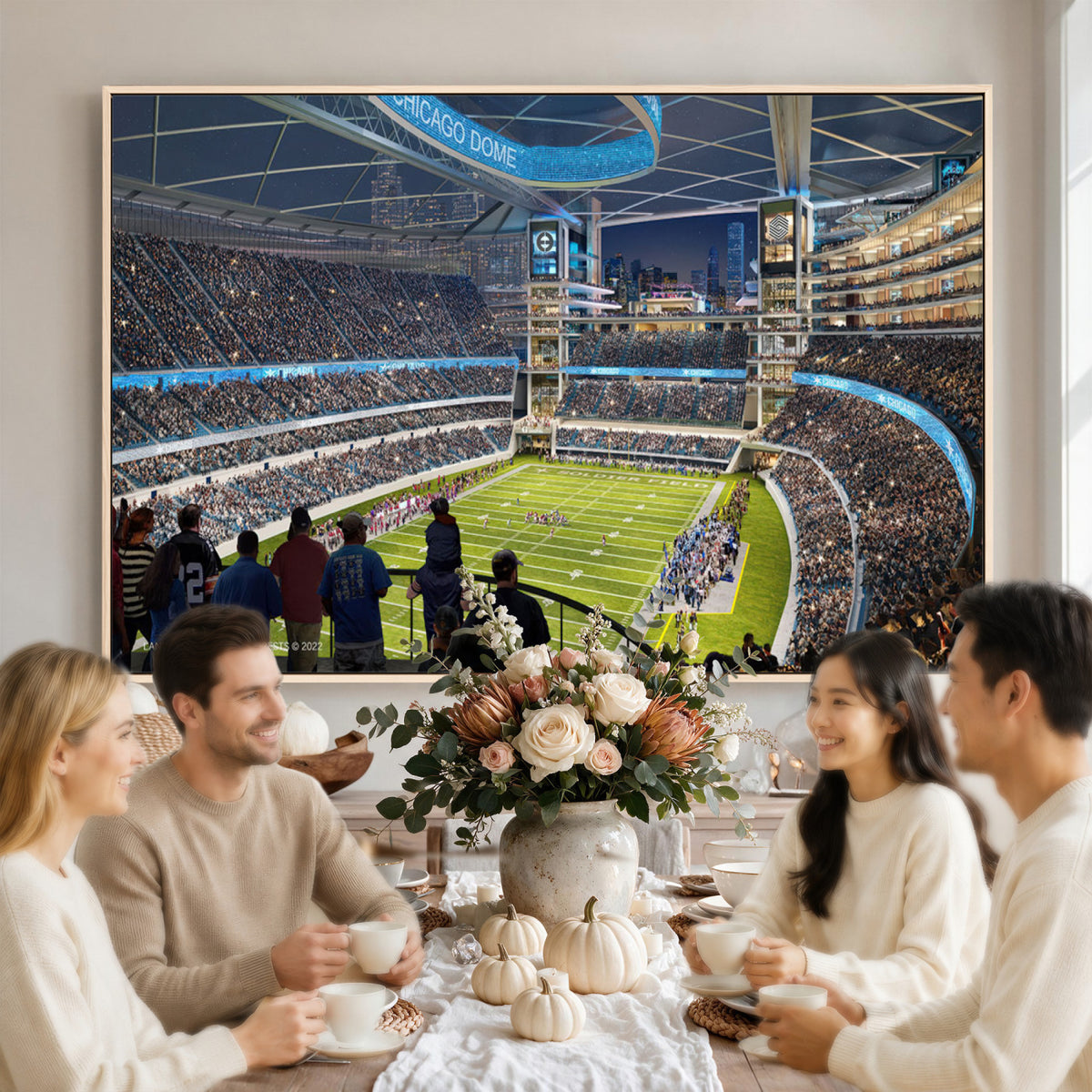 41816511-MGV-CV-36X24 - Chicago Dome Stadium Wall Art Canvas Print, Framed Modern Decor