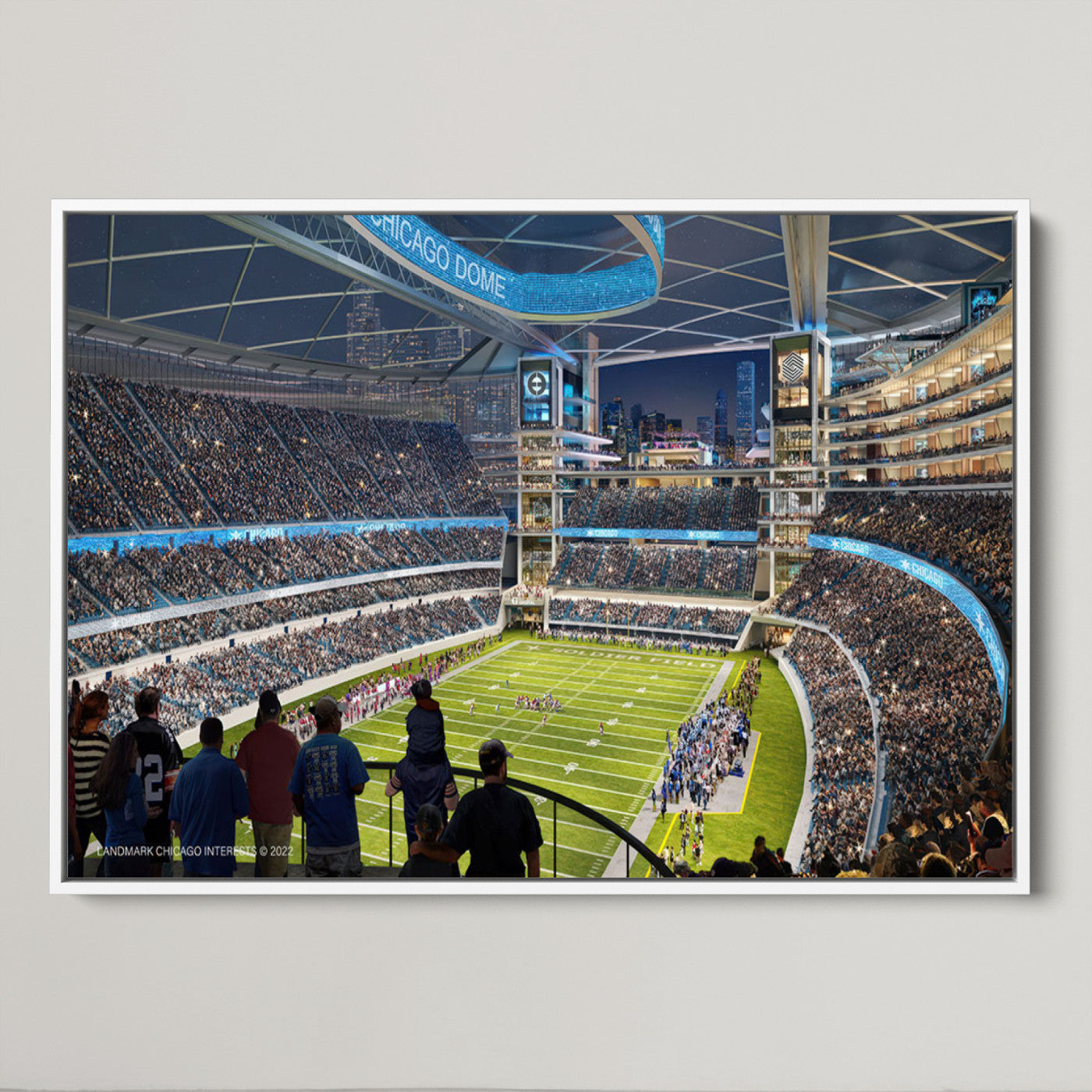 41816511-MGV-CV-36X24-Chicago Bears Soldiers Field Wall Art Canvas Print – Framed Football Stadium Artwork for Sports Fans, Soldier Field Skyline Canvas Decor for Game Room or Man Cave