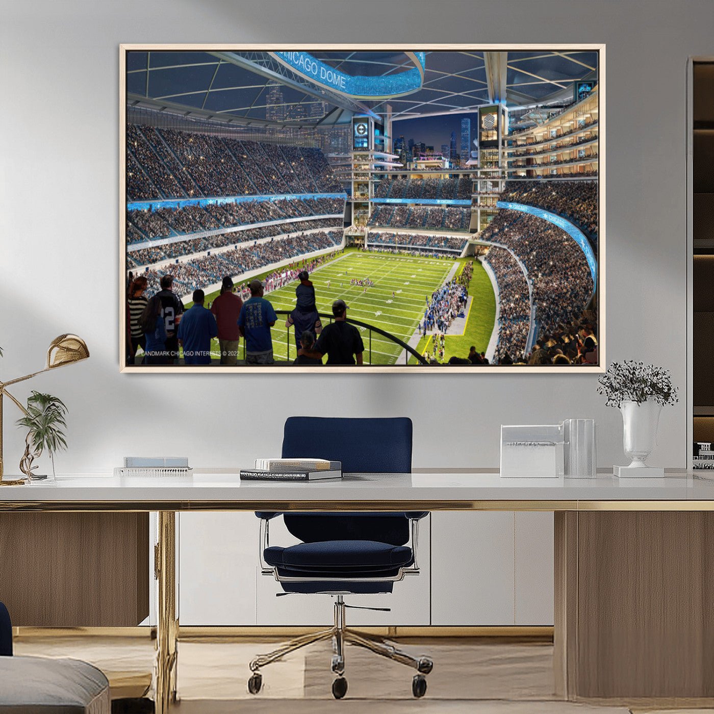 MGV-FC-36X24 - Chicago Bears Soldiers Field Wall Art Canvas Print – Framed Football Stadium Artwork for Sports
