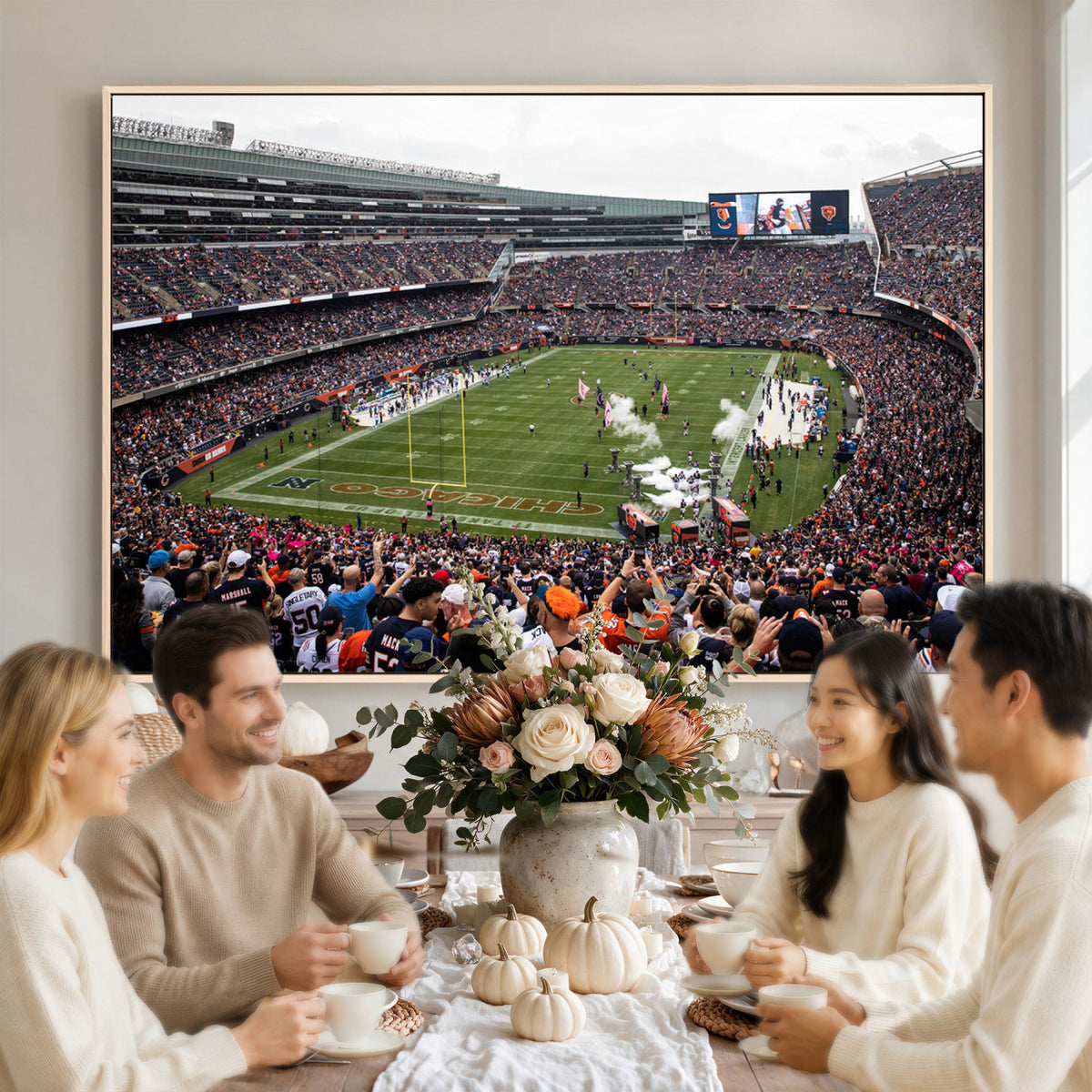 18347149-MGV-CV-36X24 - Chicago Bears Soldier Field Wall Art Canvas Print – Framed Football Stadium Artwork Team Spirit for home, office