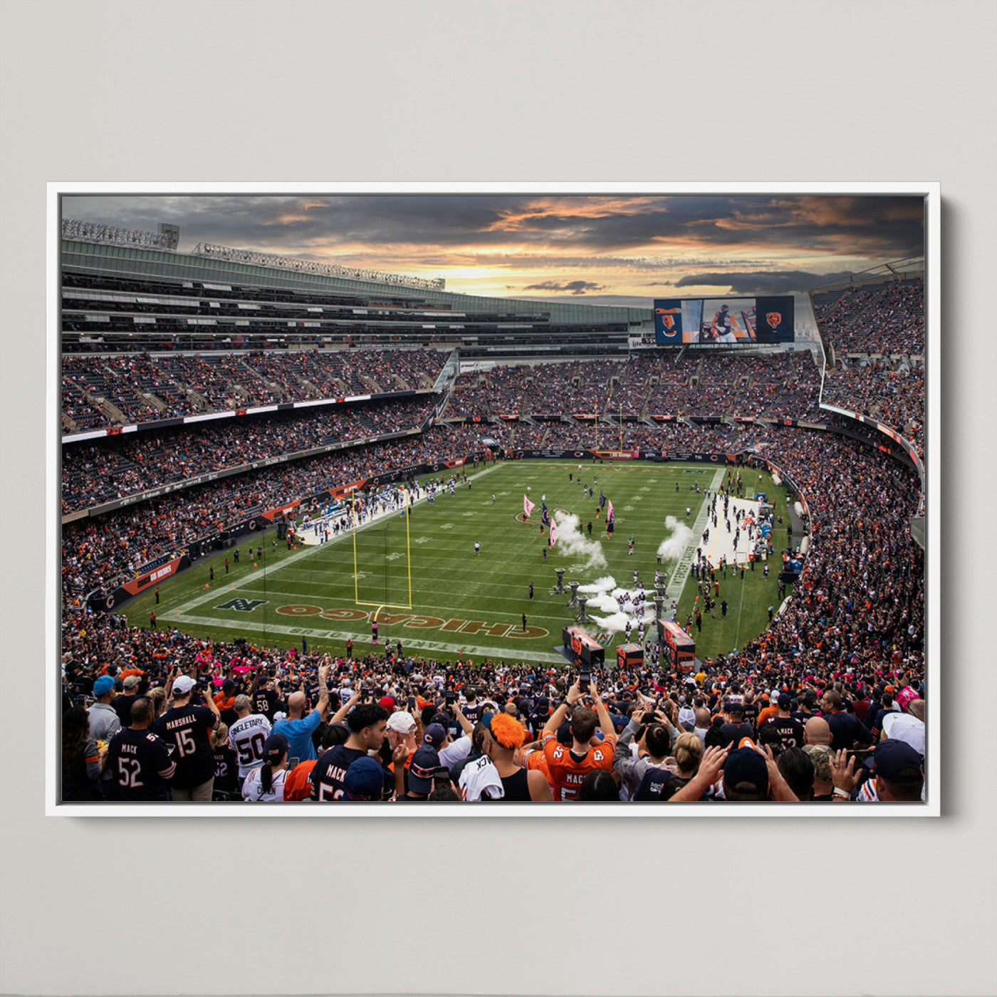 87578930-MGV-CV-36X24-Chicago Bears Soldiers Field Wall Art Canvas Print – Framed Football Stadium Artwork for Sports Fans, Soldier Field Skyline Canvas Decor for Game Room or Man Cave