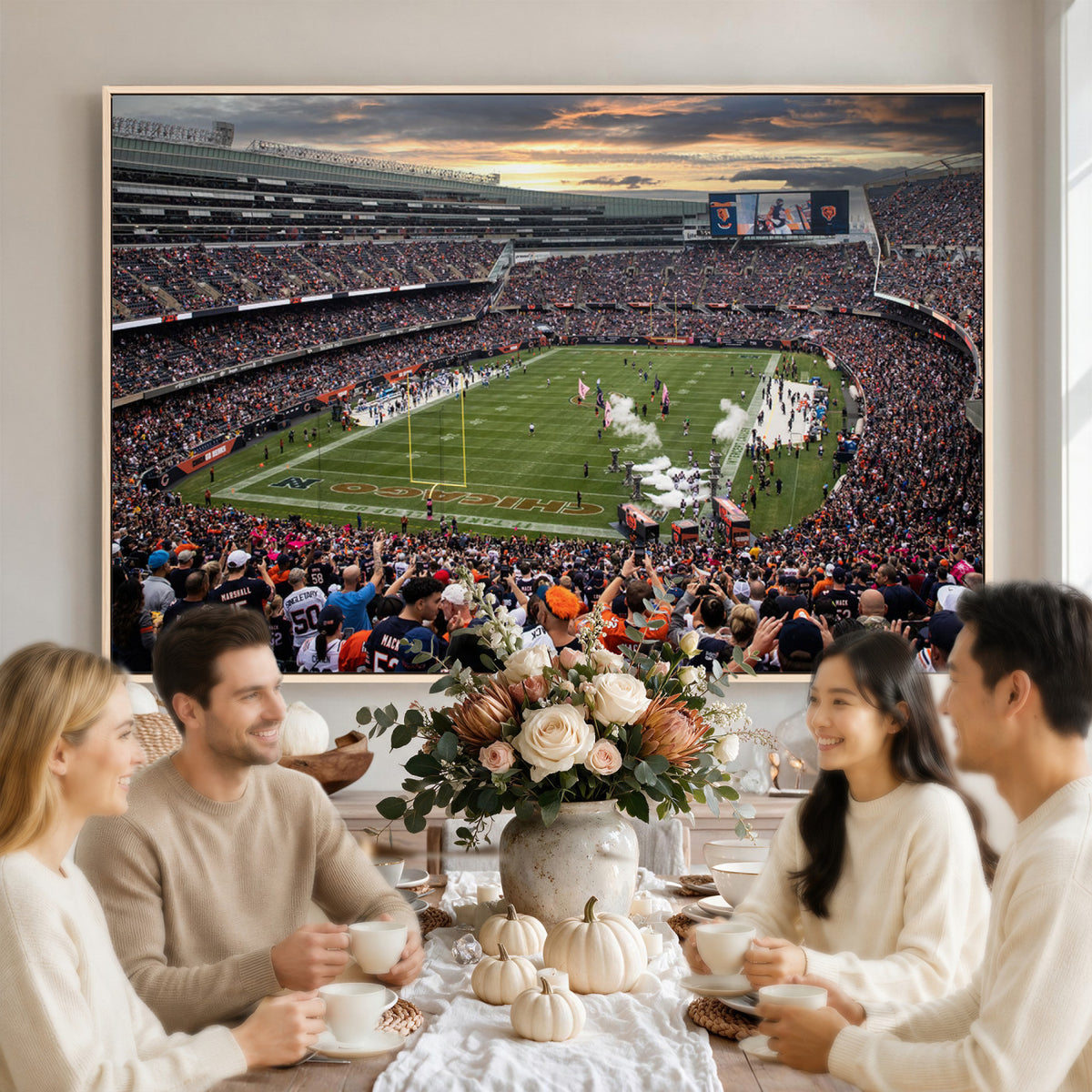 87578930-PAN-FL-20X10 - Chicago Bears Soldiers Field Wall Art Canvas Print, Home Bar Wall Decor