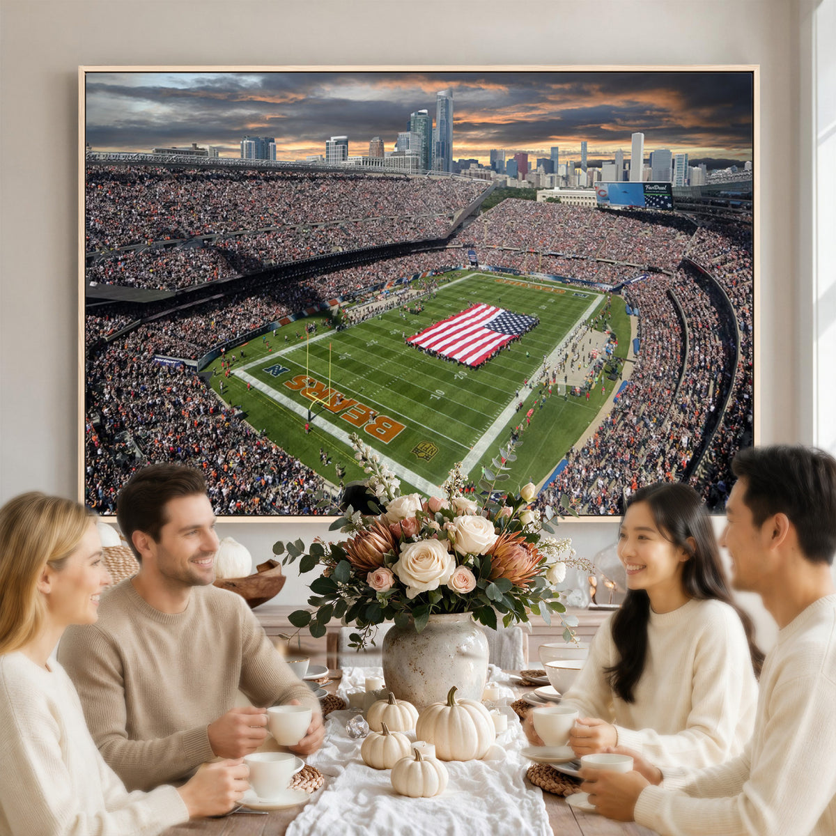 98106777-PAN-FL-20X10 - Chicago Bears Soldiers Field Wall Art Canvas Print, Extra Large Game Room Wall Decor