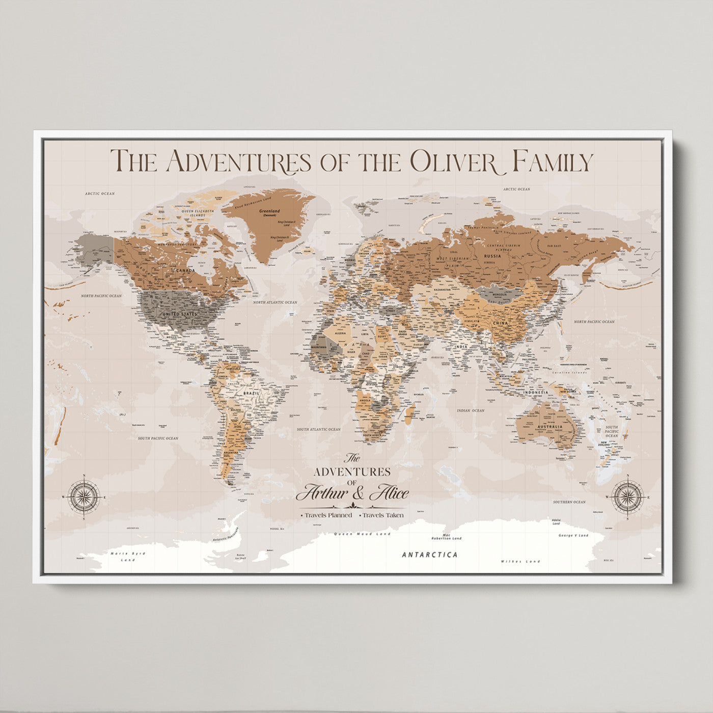 43101120-MGV-CV-36X24-World Travel Map with Pins – Push Pin Maps of Where I've Been, Framed Wall Map for Travel Memories, Old Style Decorative World Map - H10