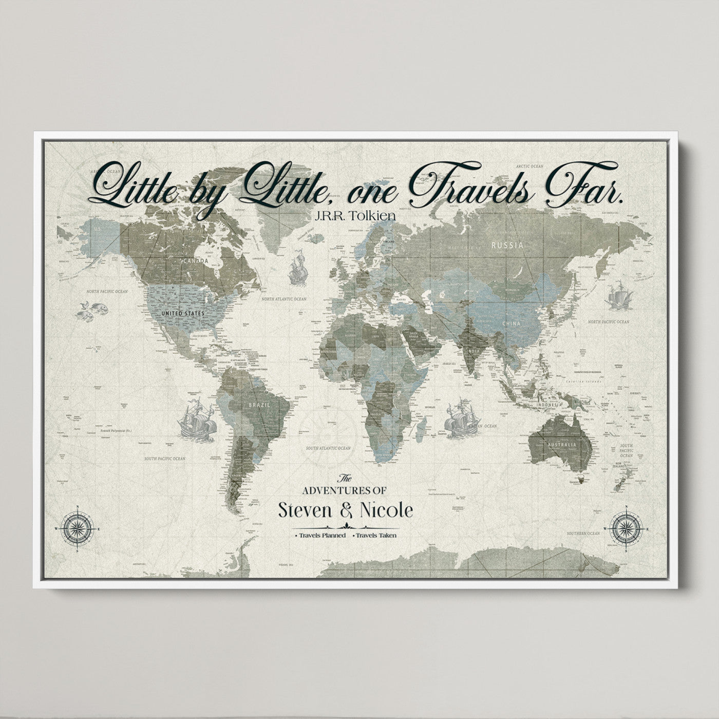 72081300-MGV-CV-36X24-Custom Push Pin World Map Wall Canvas Print – Personalized Travel Tracker with Pins – Framed Large Multi-Size Canvas for Home Office Decor