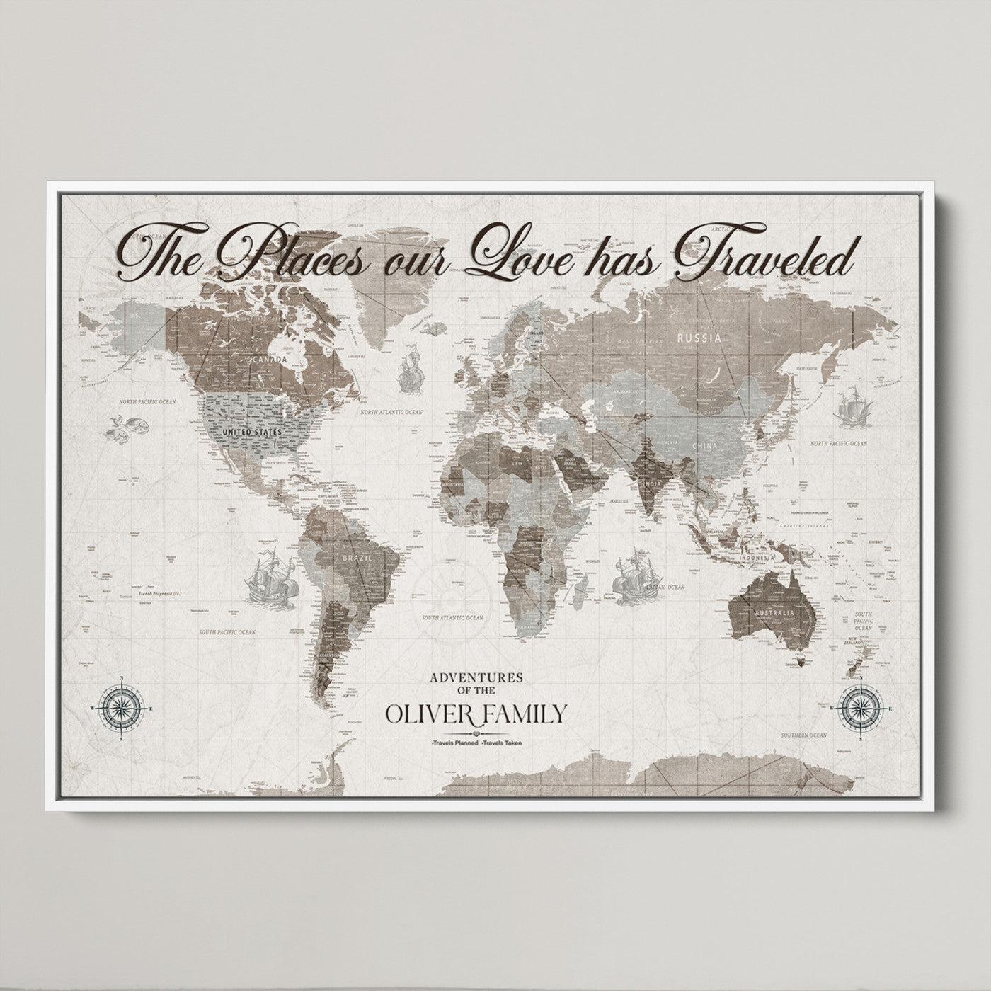 88245481-MGV-CV-36X24-Custom Push Pin World Map Wall Canvas Print – Personalized Travel Tracker with Pins – Framed Large Multi-Size Canvas for Home Office Decor
