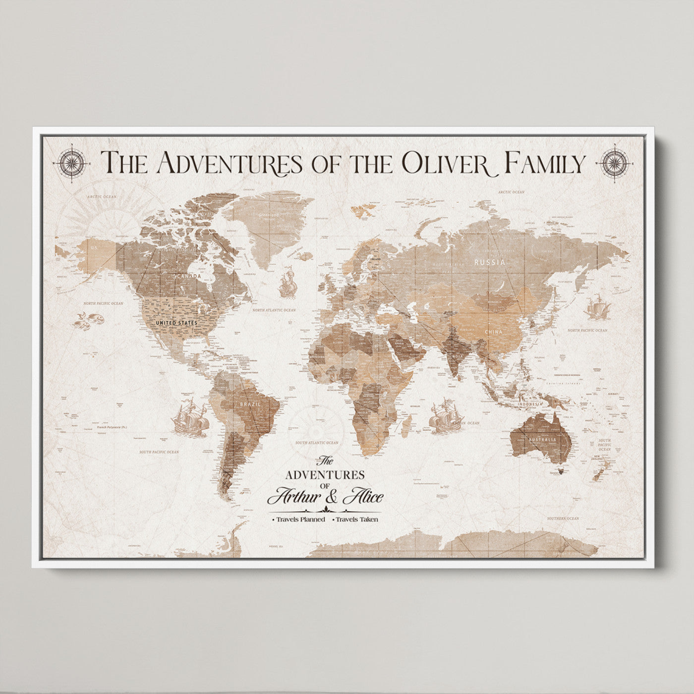 58395047-MGV-CV-36X24-Custom Push Pin World Map Wall Canvas Print – Personalized Travel Tracker with Pins – Framed Large Multi-Size Canvas for Home Office Decor
