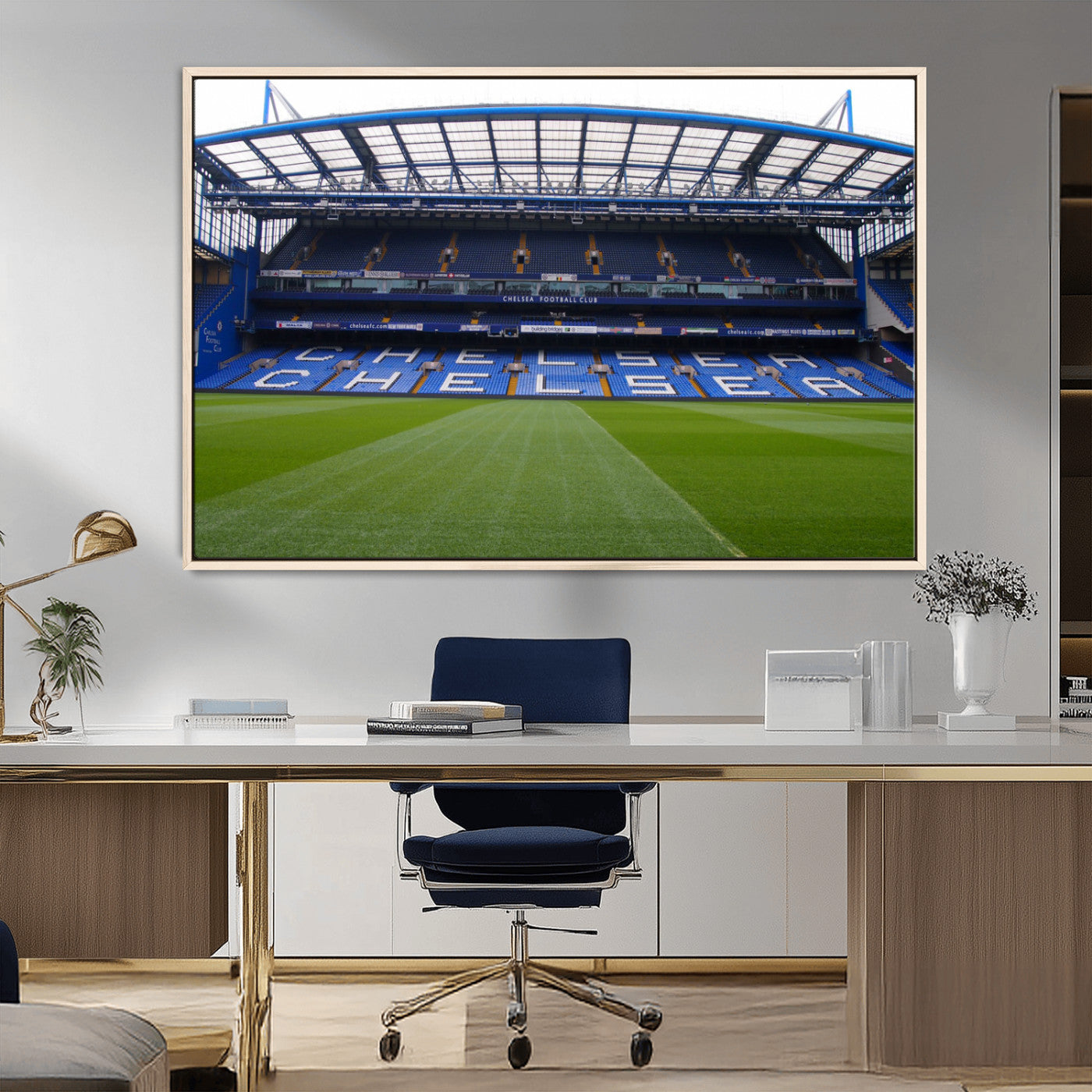38616413CHELSA-MGV-CV-36X24-Stamford Bridge Chelsea Football Stadium Canvas Wall Art Print – Immersive Stadium Experience for Soccer Fans – Ready to Hang