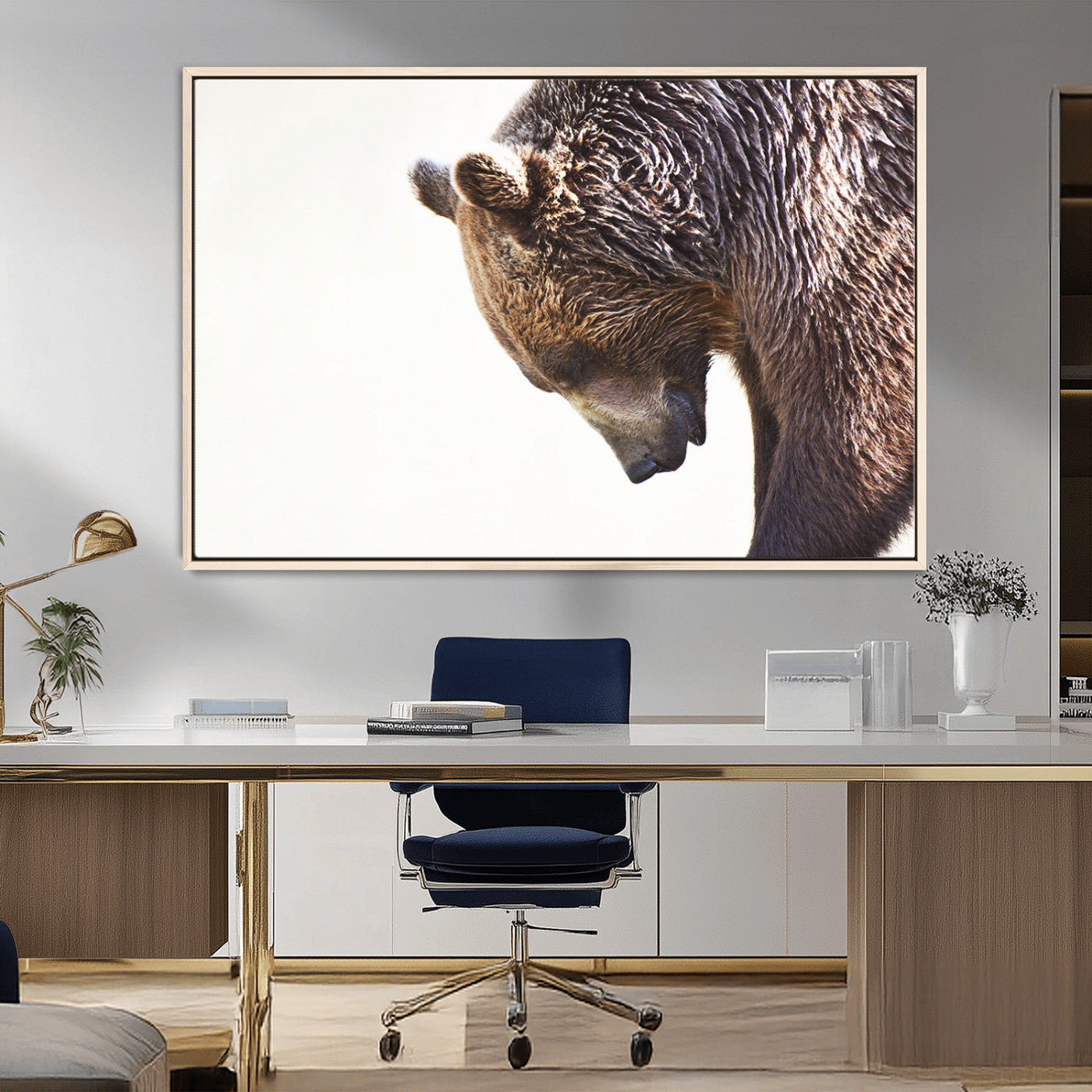 Majestic Bear Portrait - Capture the raw beauty of a bear in a detailed close-up, perfect for your Wall Art Canvas Print collection