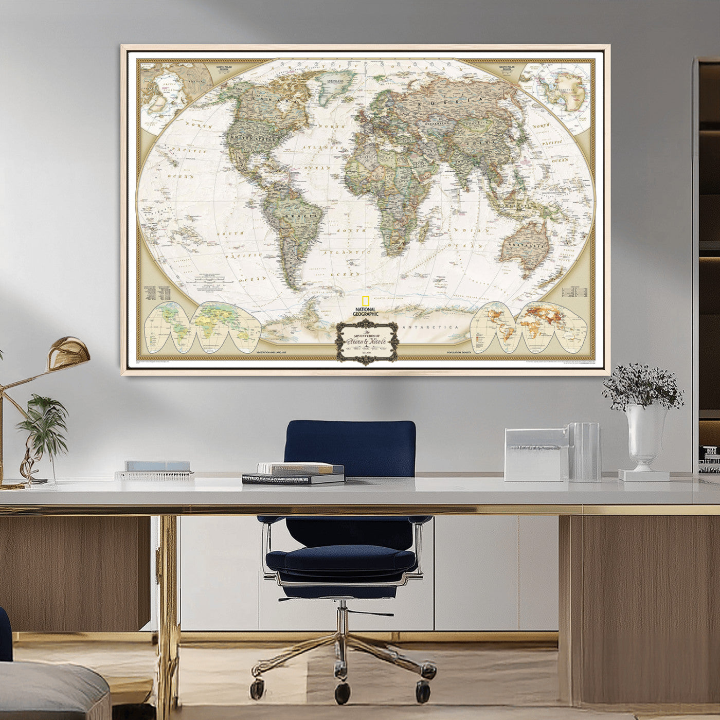 62071694-MGV-CV-36X24-Custom Push Pin World Map Wall Art Canvas Print – Personalized National Geopraphic Map for Travel