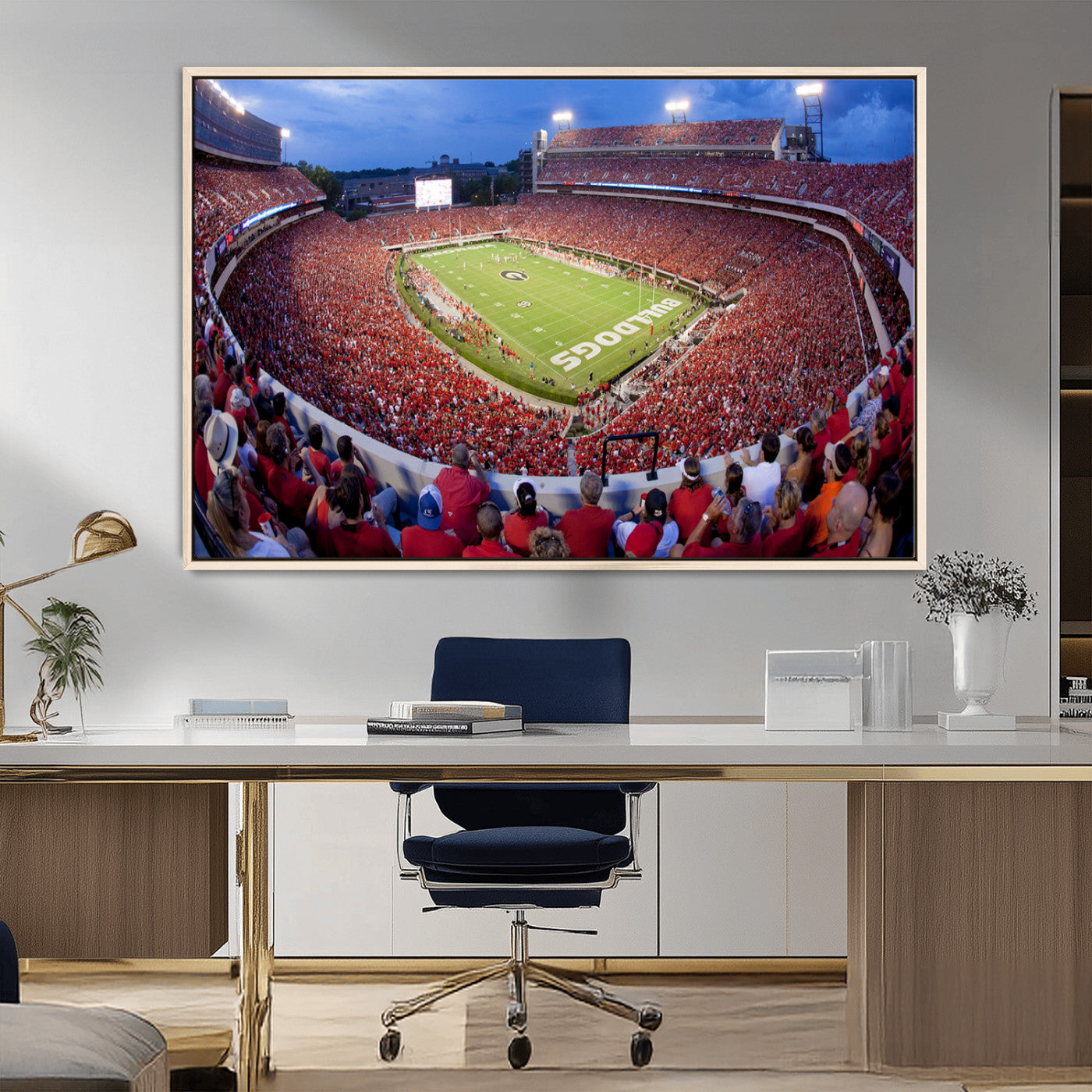 10244378-MGV-CV-36X24-Dooley Stadium Wall Art Print, Sports Arena Canvas Wall Art, Dooley Field at Sanford Stadium Canvas Print, Modern Athletic Field Art Printing