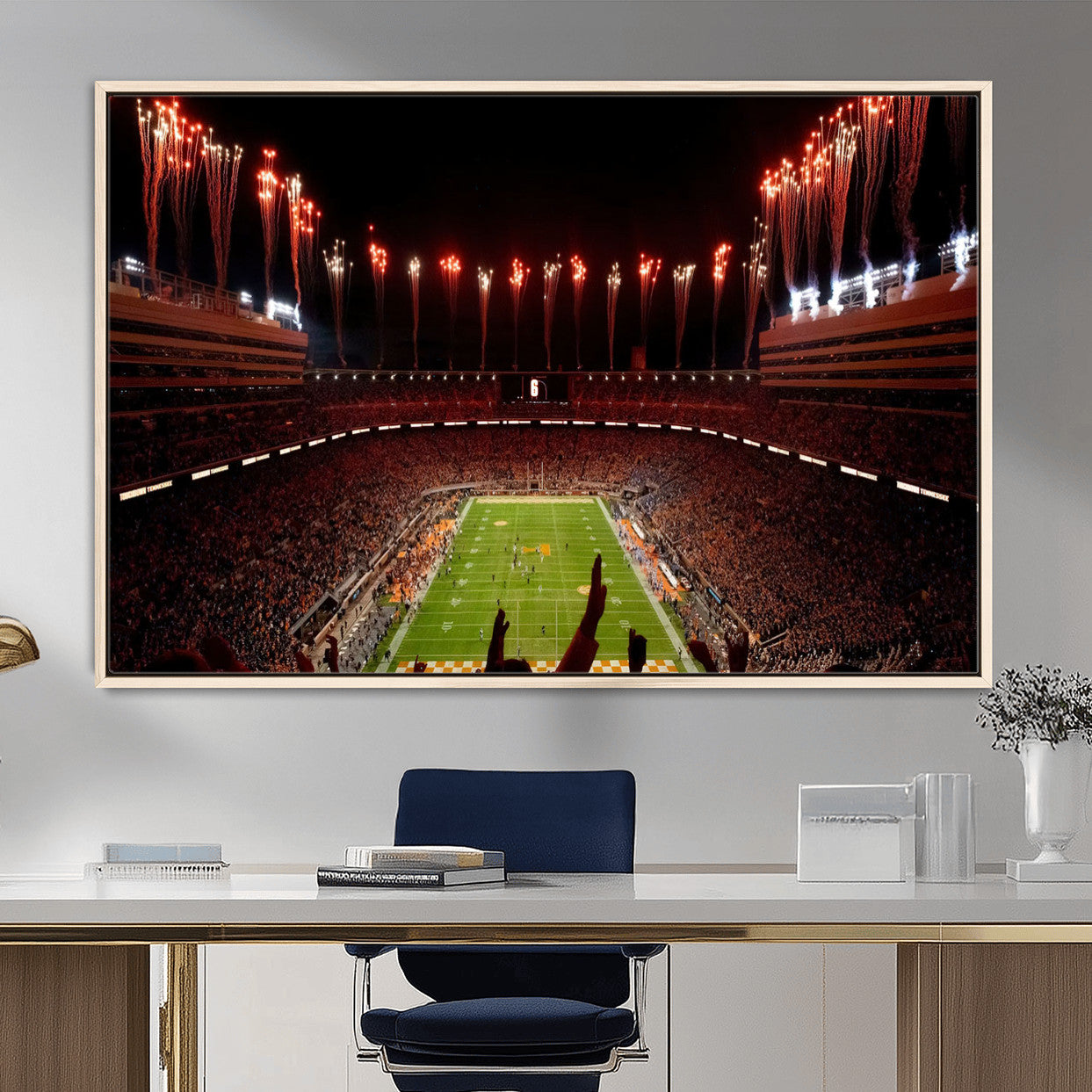73358115-MGV-FC-36X24 - Tennessee Neyland Stadium Wall Art, Sports Arena Canvas Print, Panoramic Stadium Canvas Artwork for Home, Office