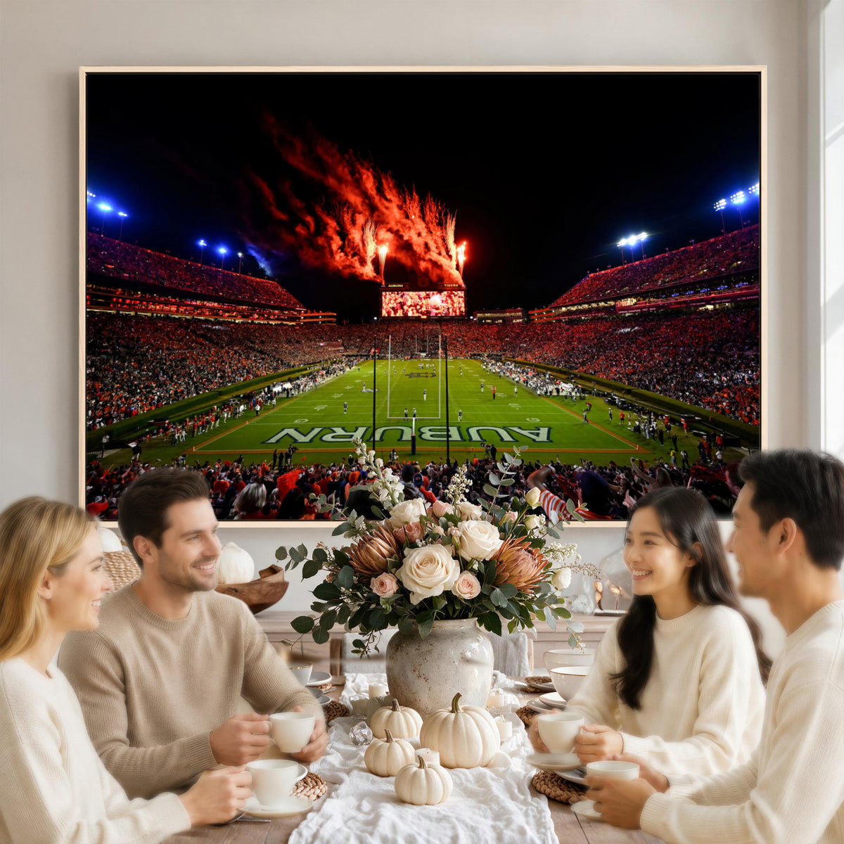 59046876-MGV-CV-36X24 - Jordan-Hare Football Stadium Wall Art Canvas Print, Football Stadium Aerial View