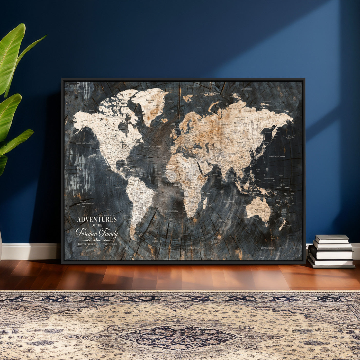 74461965-MGV-FC-36X24 - Customized Push Pin World Map Wall Art Canvas Print with Pins, Framed Personalize Travel Tracker Map, World Map for Living Room and Office Decor