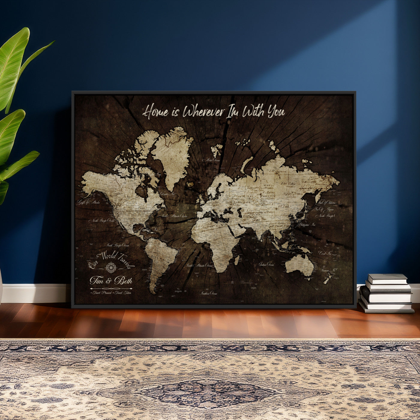 57852913-MGV-FC-36X24 - Customized Push Pin World Map Wall Art Canvas Print with Pins, Framed Personalize Travel Tracker Map, World Map for Living Room and Office Decor