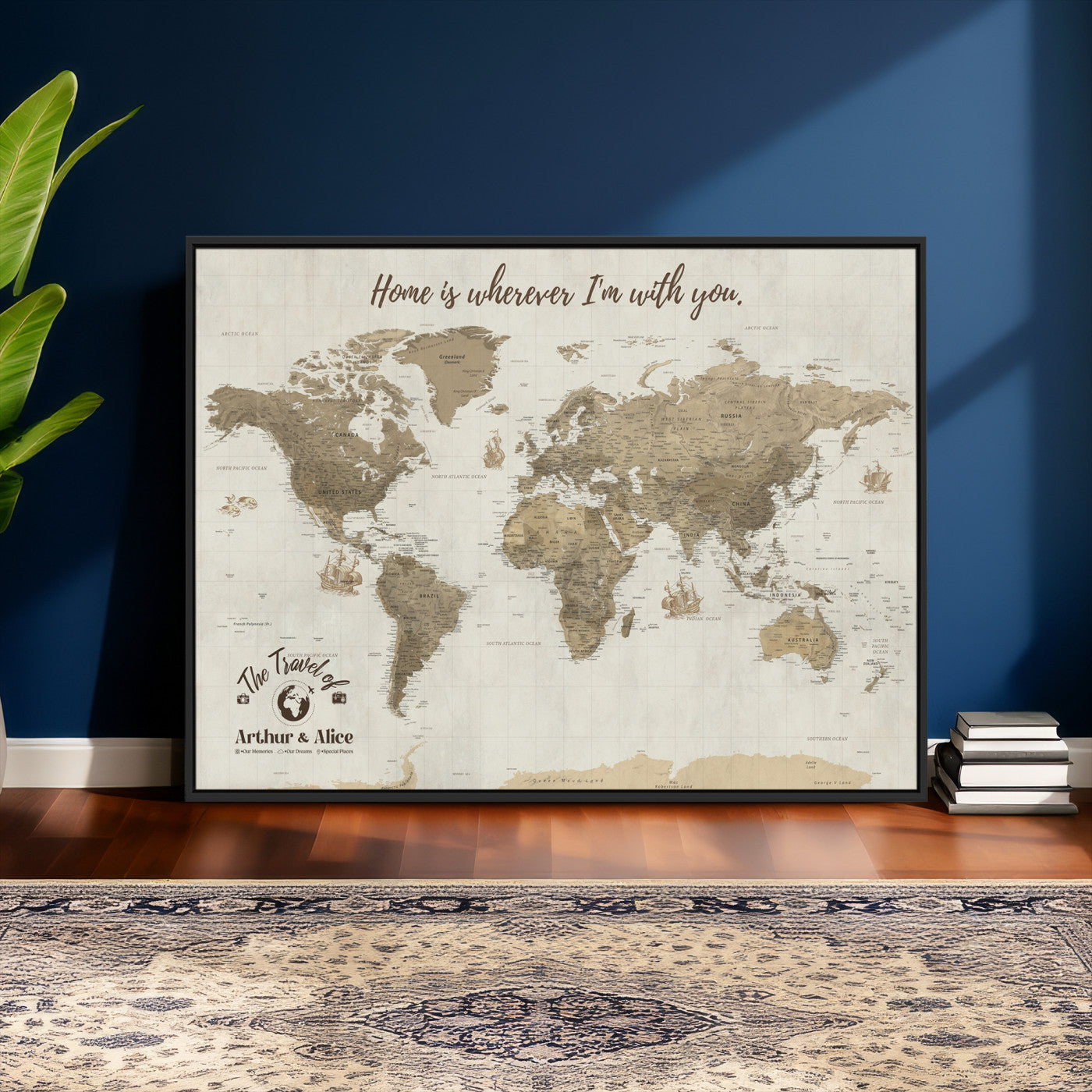 61351027-MGV-CV-36X24 - Custom Push Pin World Map Wall Art Canvas Print – Personalized Travel Tracker with Pins - NEWMAP-11