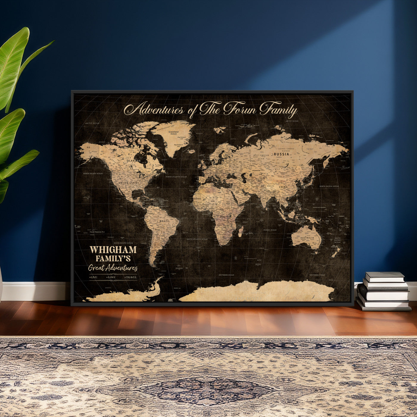 69635819-MGV-CV-36X24 - Custom Push Pin World Map Wall Art Canvas Print – Personalized Travel Tracker with Pins Framed Large for Home and Office Decor